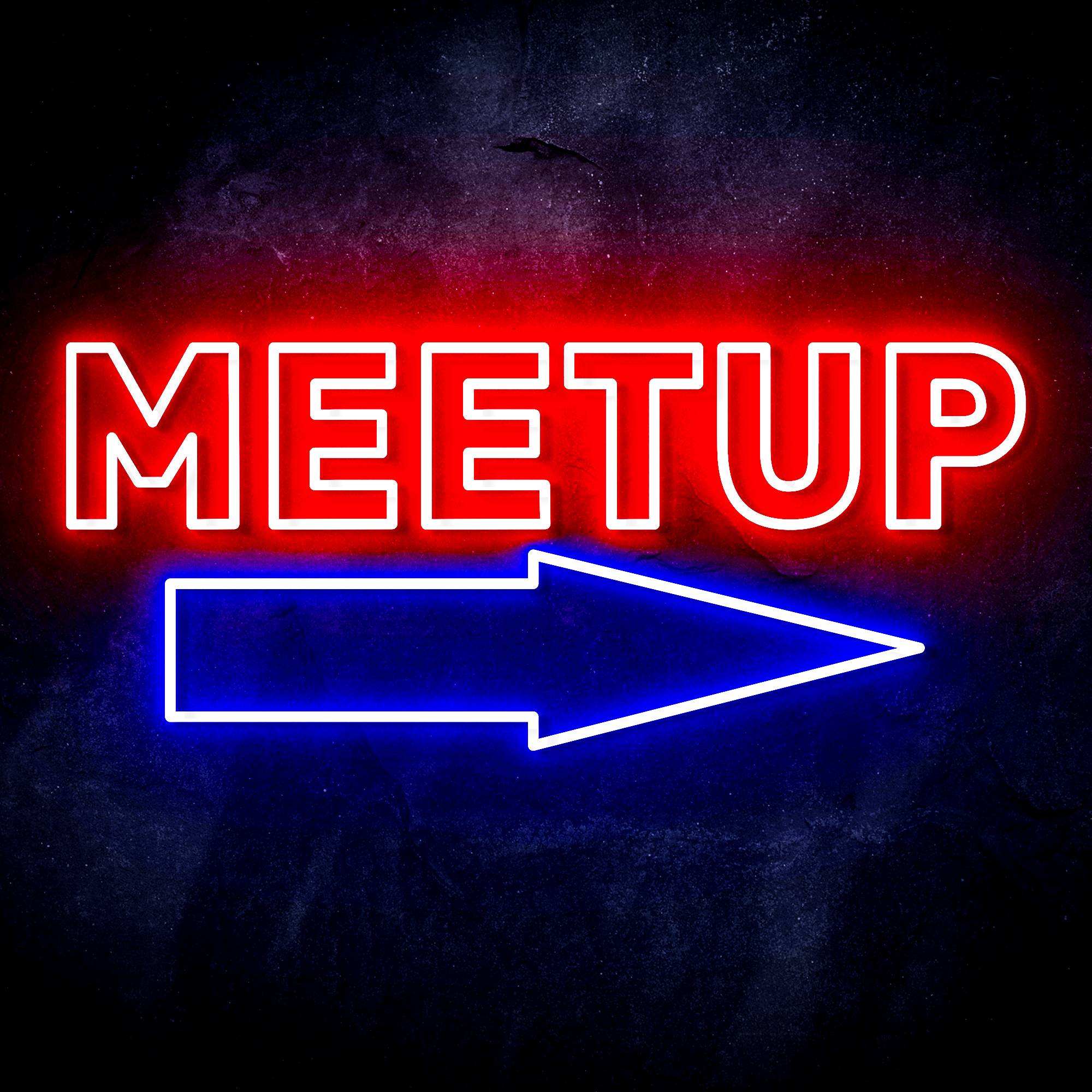"MEETUP" with arrow LED Neon Sign