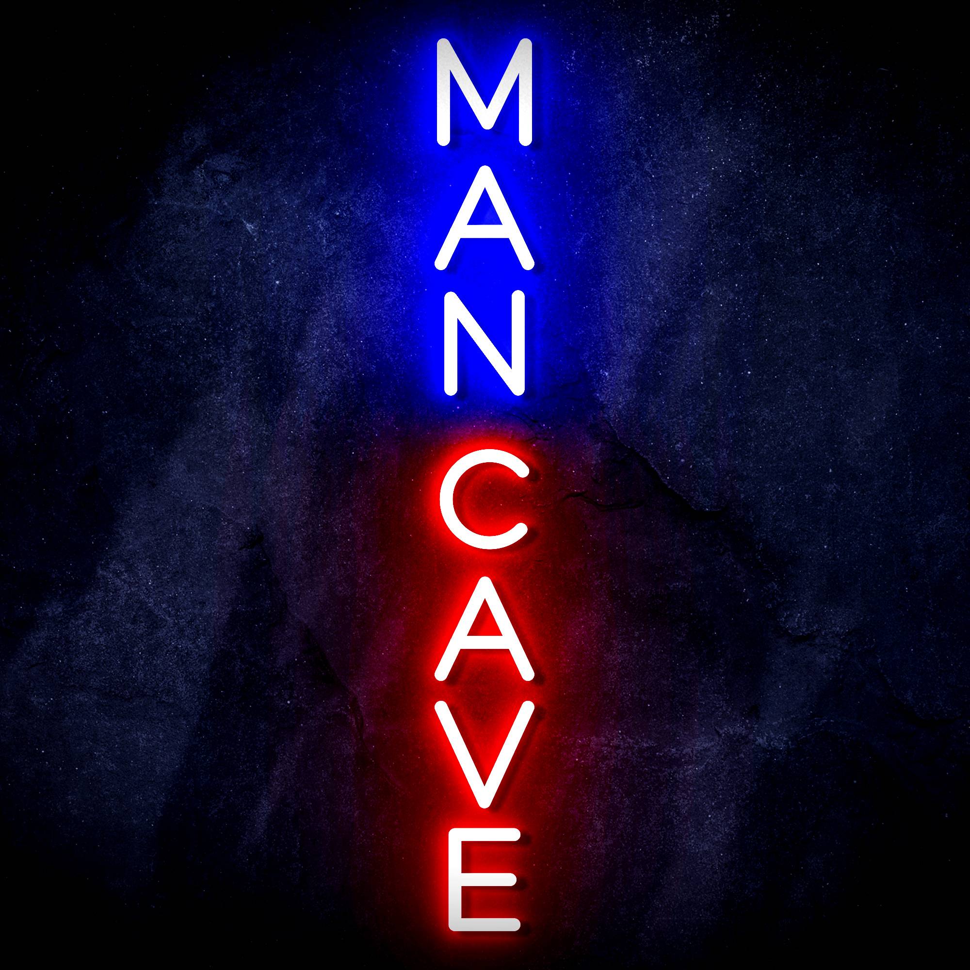 "MAN CAVE" Vertical Text Quote LED Neon Sign