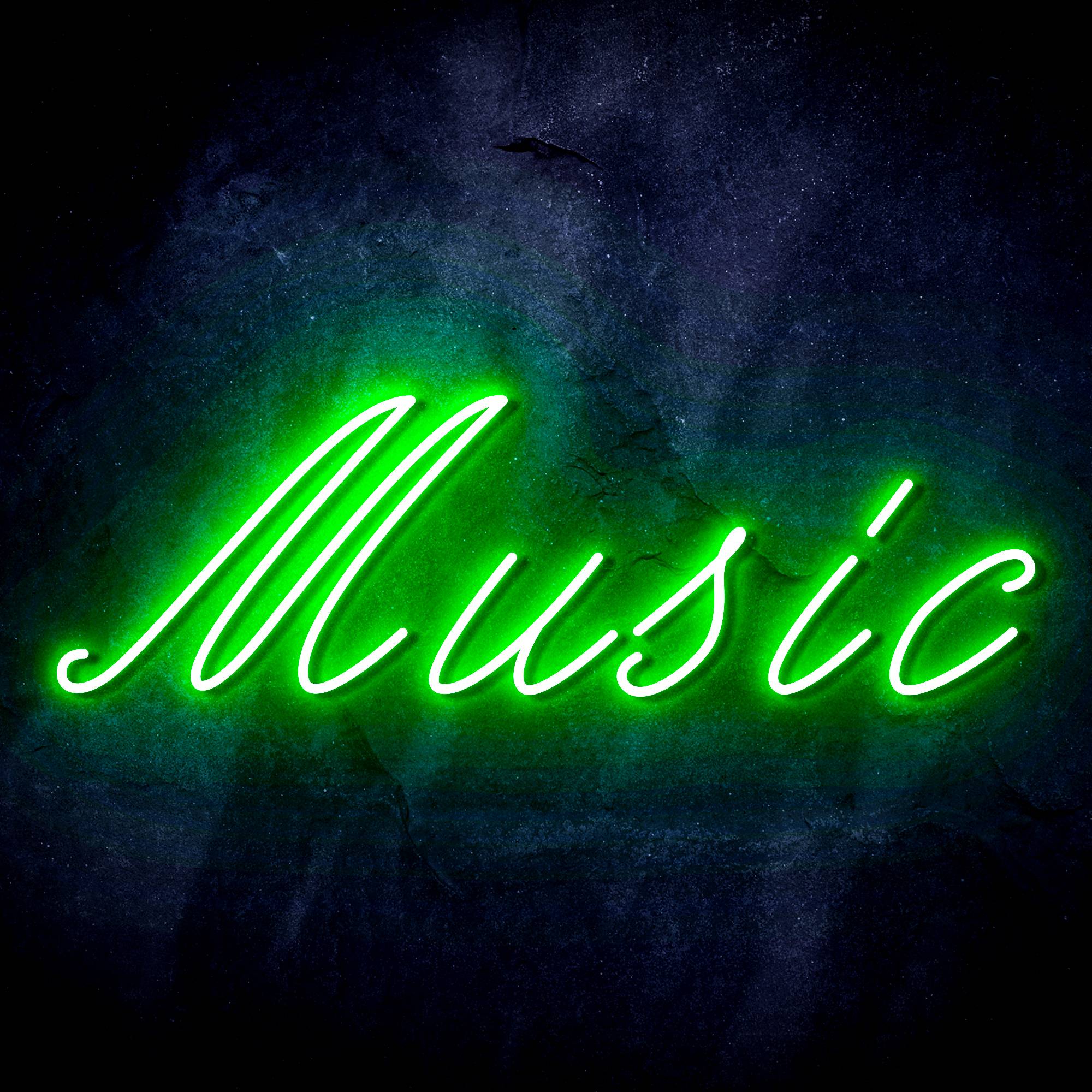 "MUSIC" Text Quote LED Neon Sign