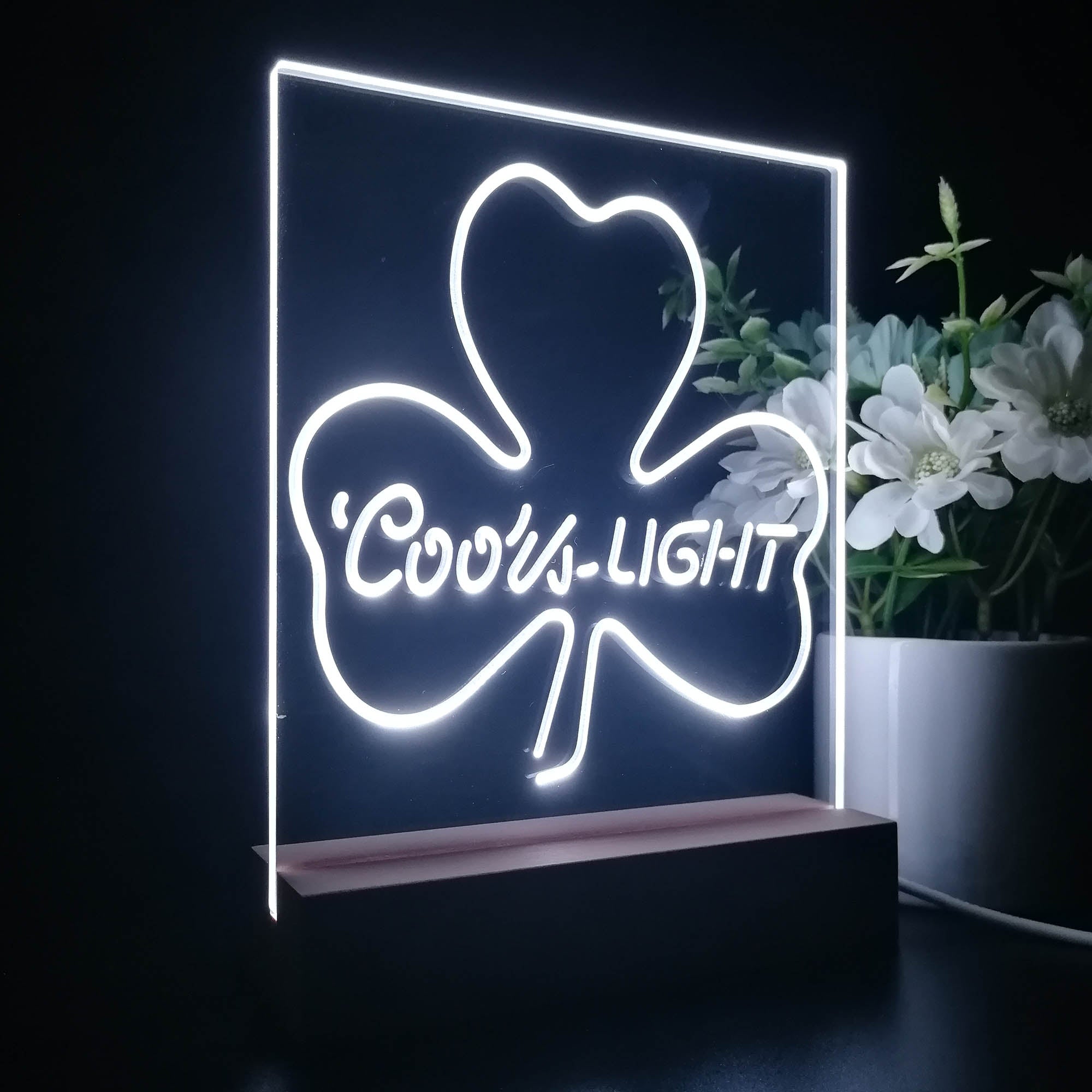 Coors Light Green Clover Shamrock Night Light LED Sign