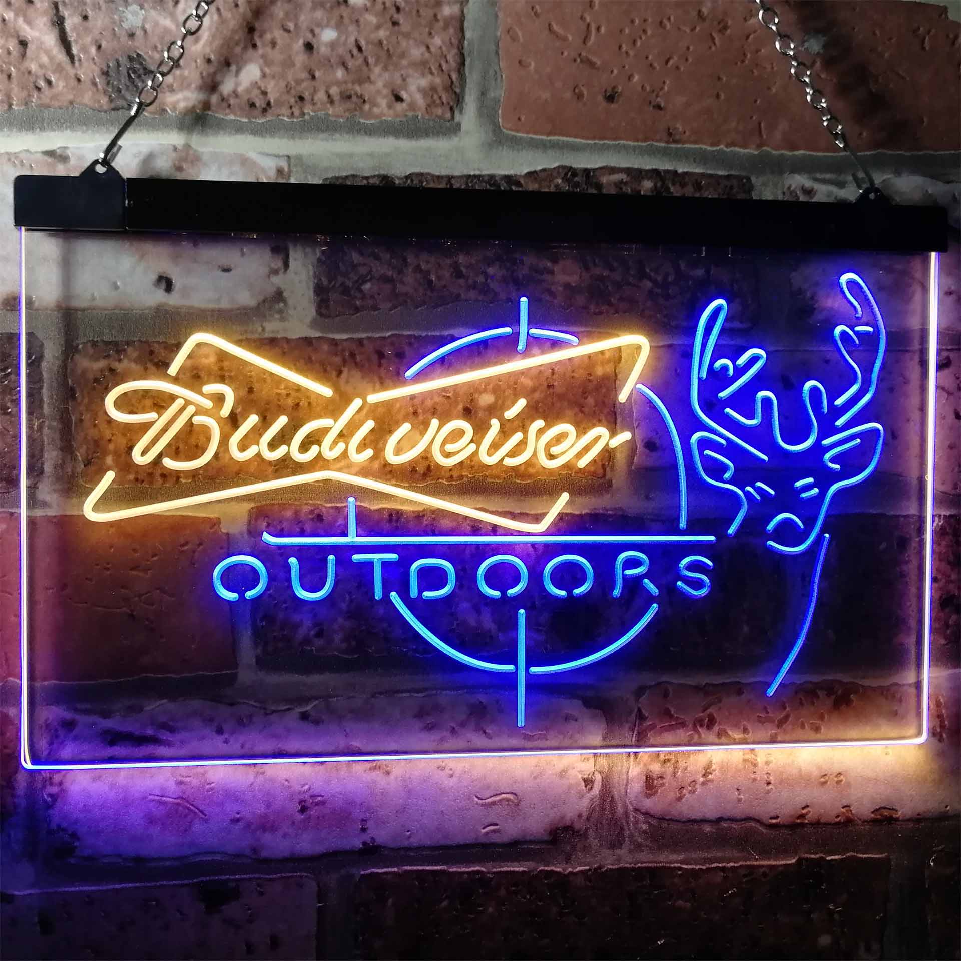 Budweisers Outdoor Hunting Cabin Deer Decor LED Neon Sign