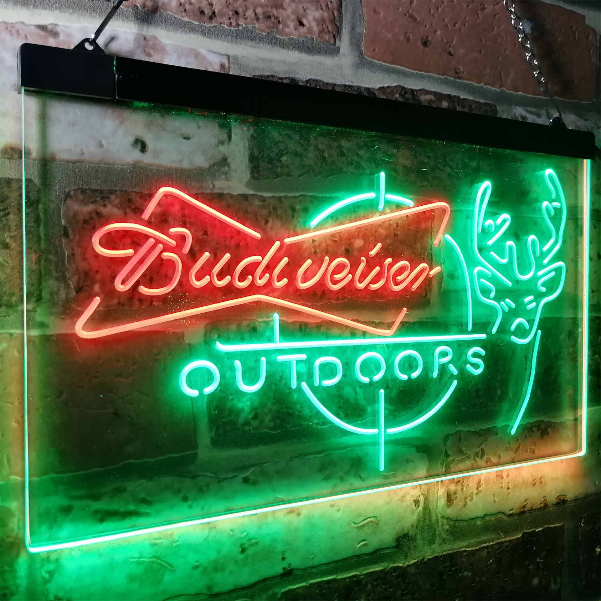 Budweisers Outdoor Hunting Cabin Deer Decor LED Neon Sign