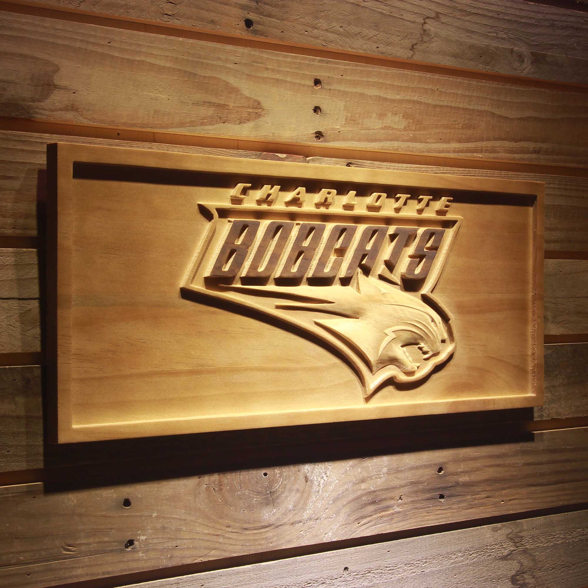 Charlotte Bobcats Basketball Man Cave Sport 3D Wooden Engrave Sign