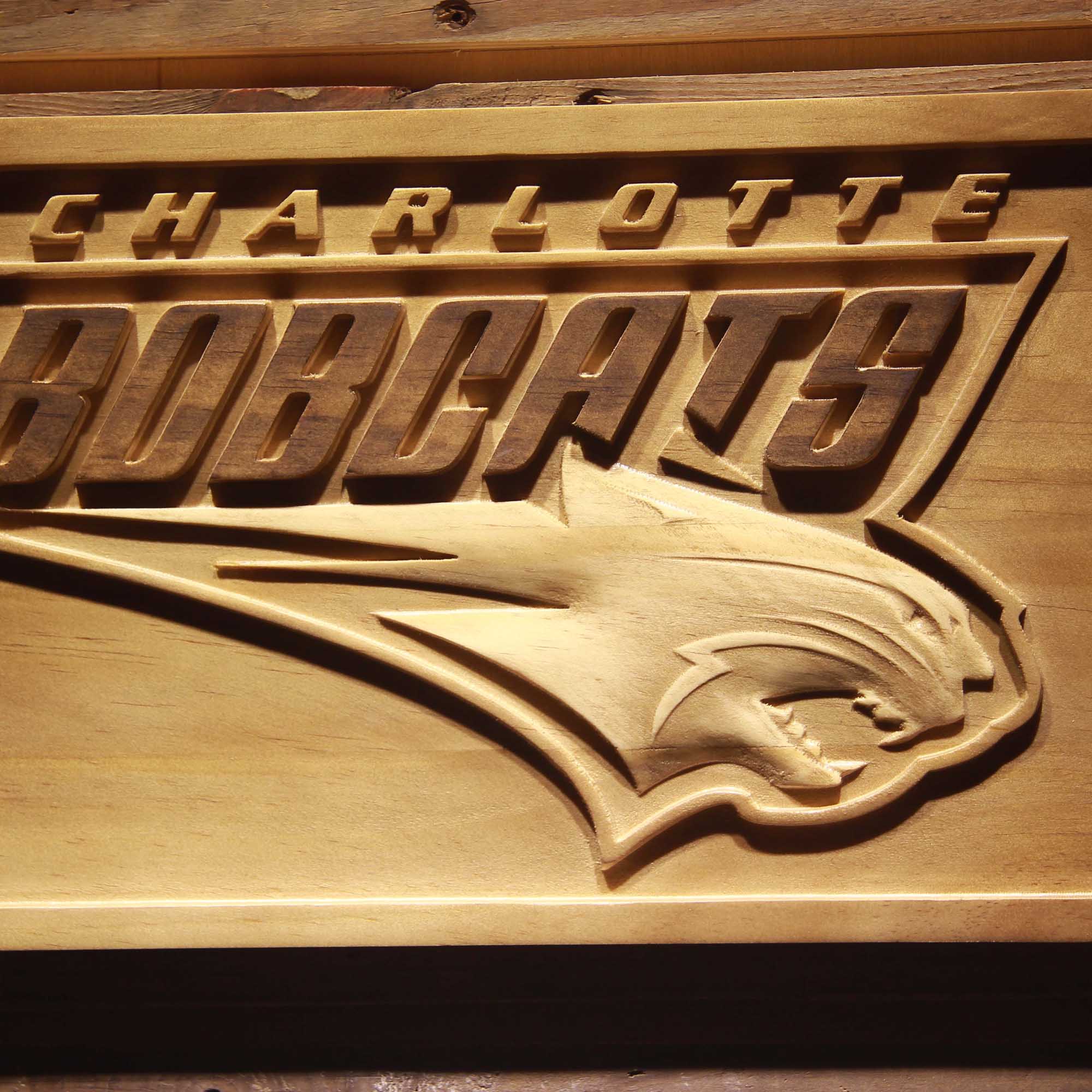 Charlotte Bobcats Basketball Man Cave Sport 3D Wooden Engrave Sign