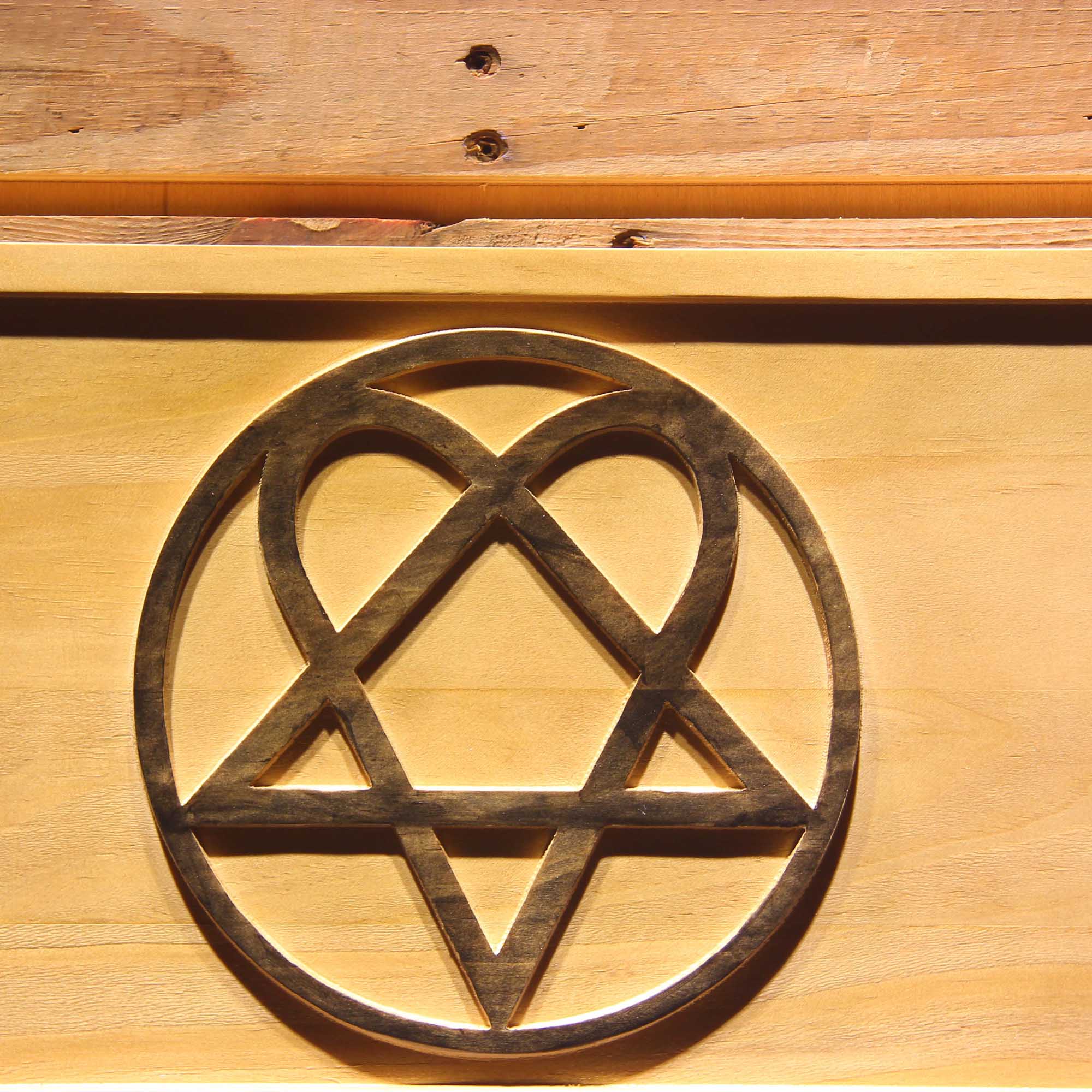 HIM Heartagram Finnish Band 3D Wooden Engrave Sign
