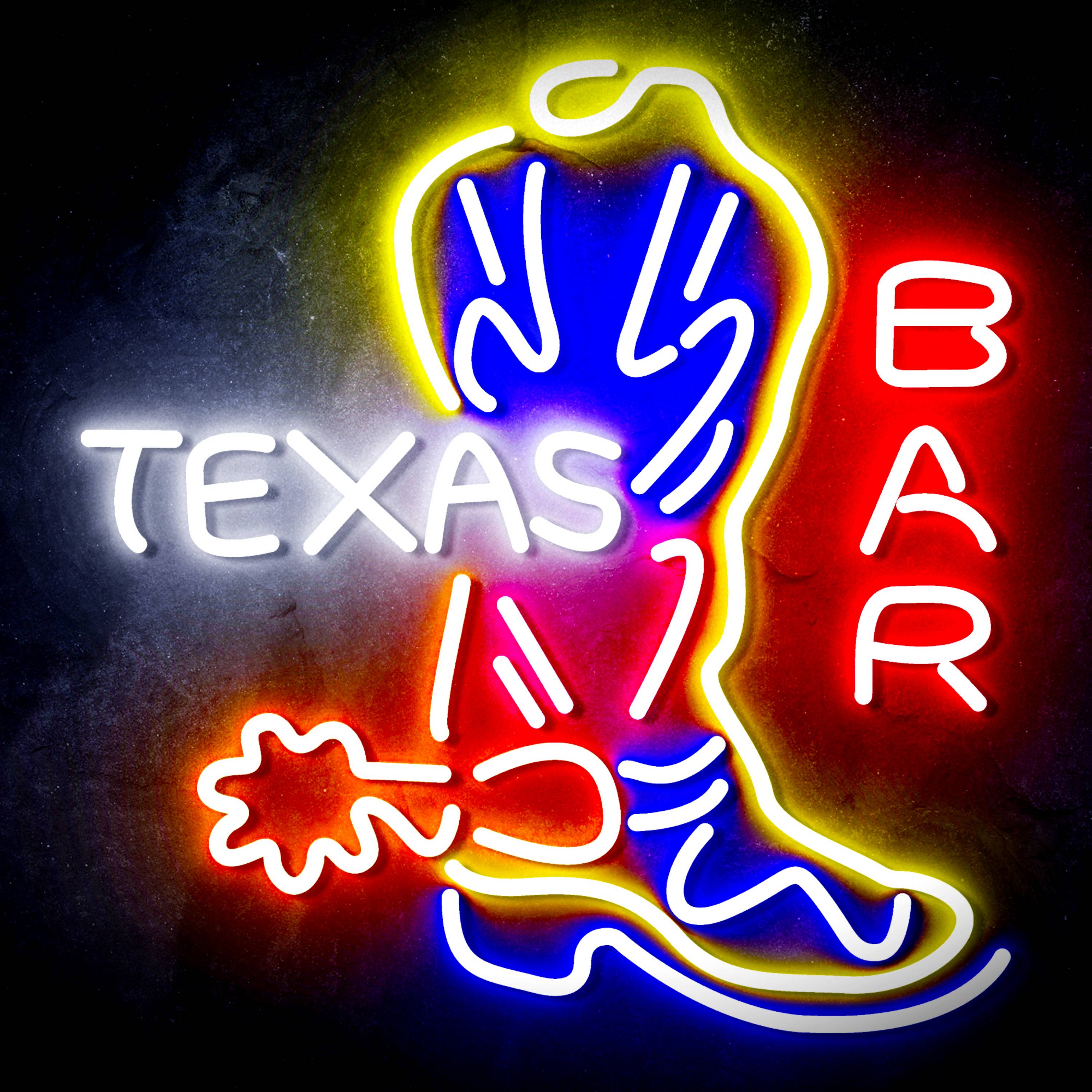 Texas Bar with Boot Flex Neon-like LED Sign