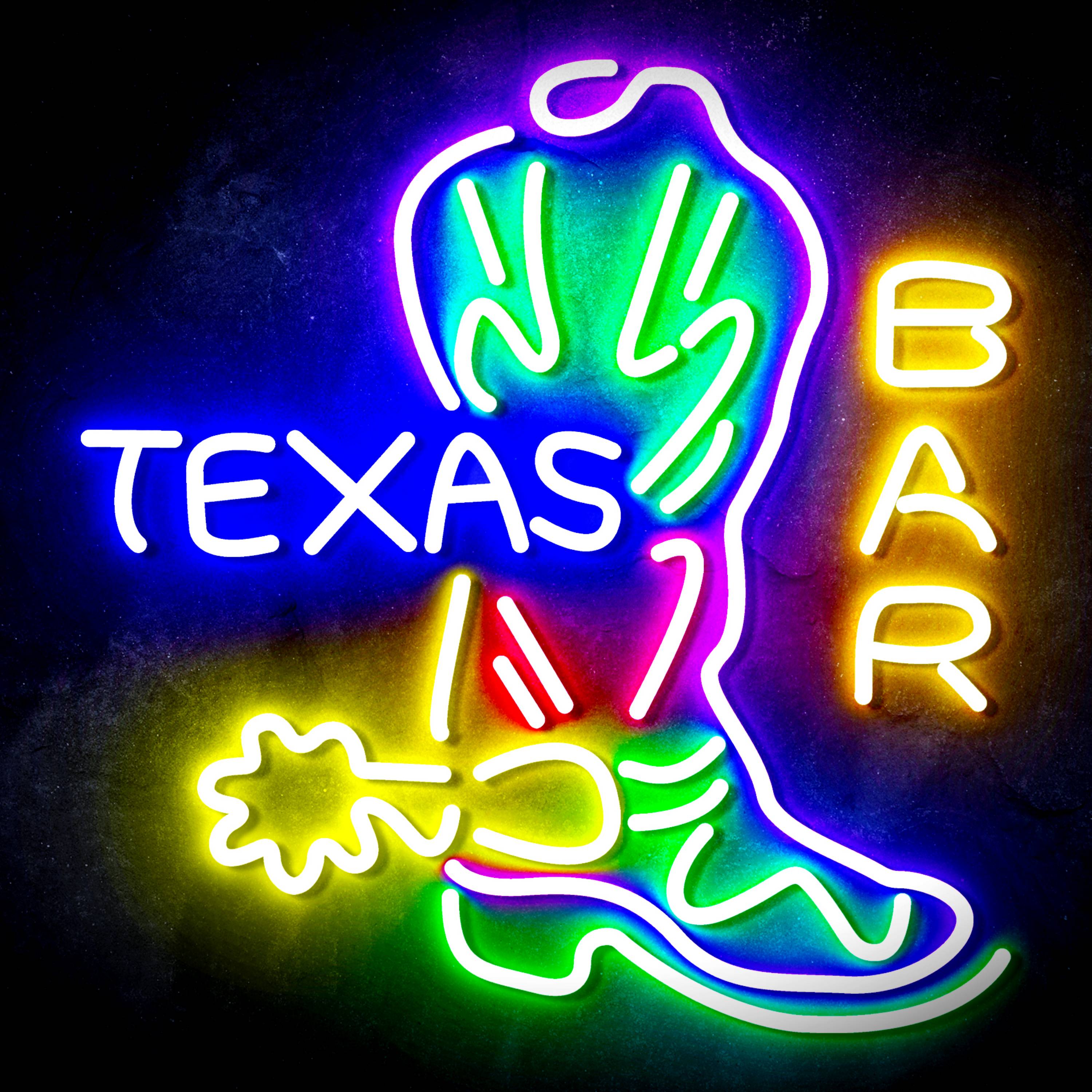 Texas Bar with Boot Flex Neon-like LED Sign