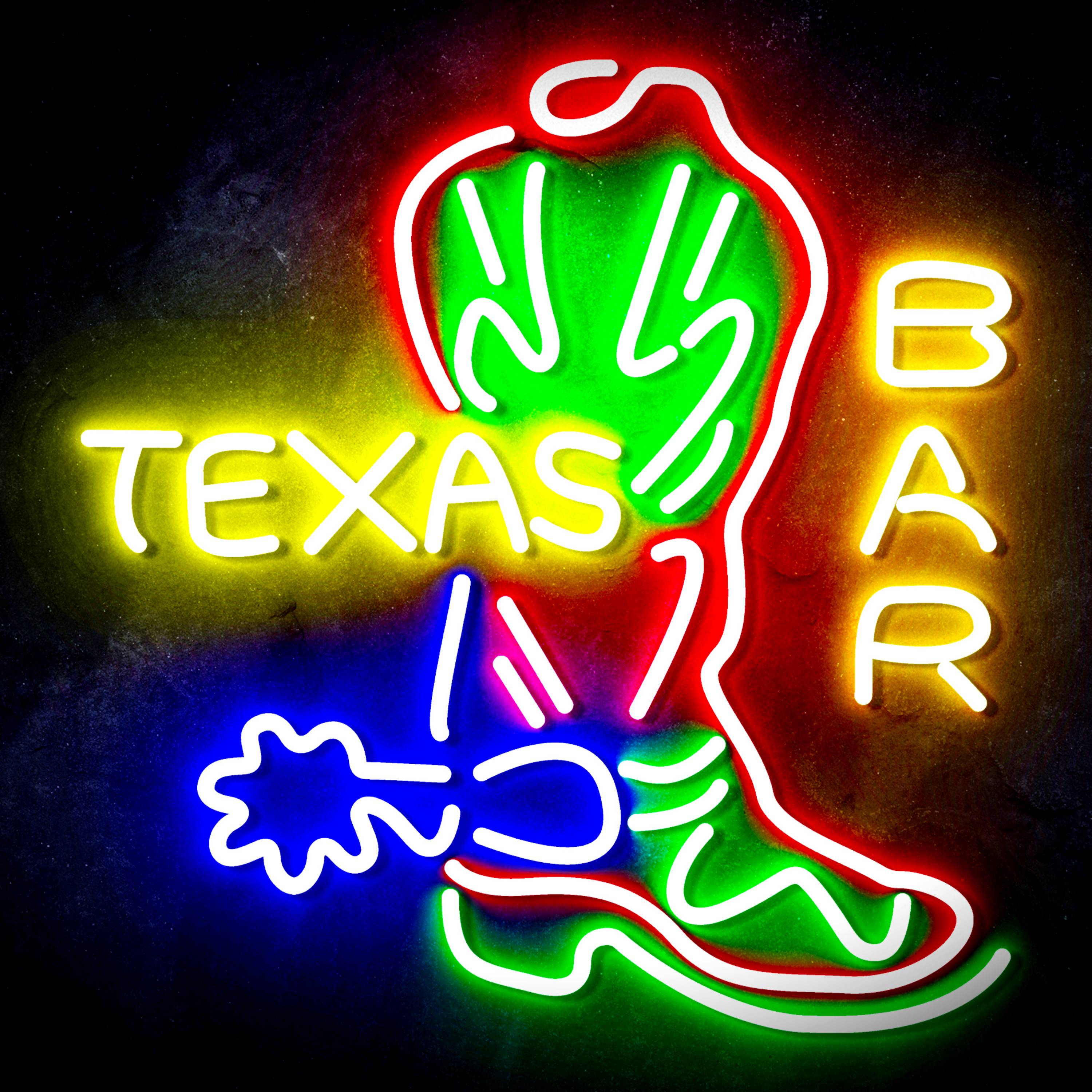 Texas Bar with Boot Flex Neon-like LED Sign