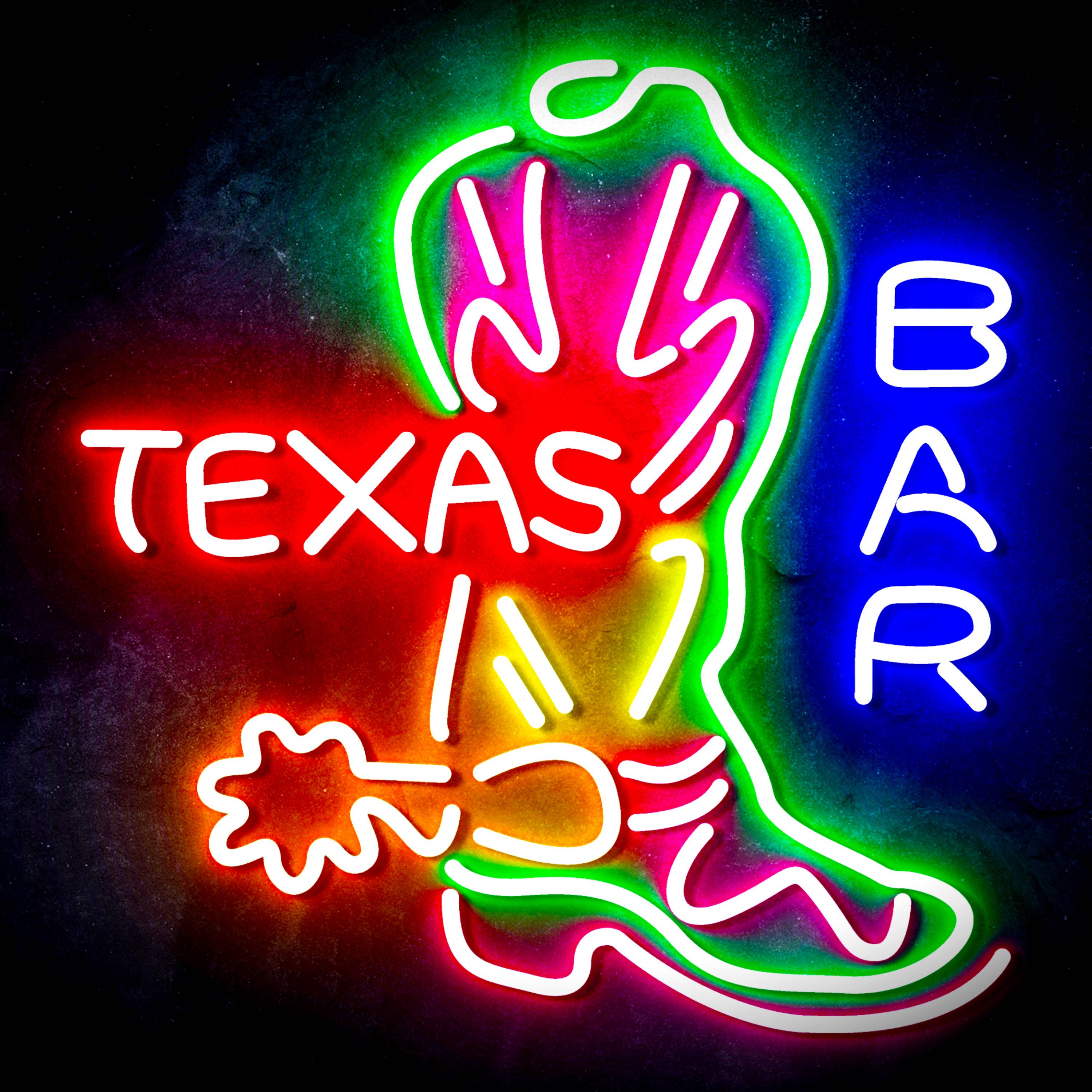 Texas Bar with Boot Flex Neon-like LED Sign