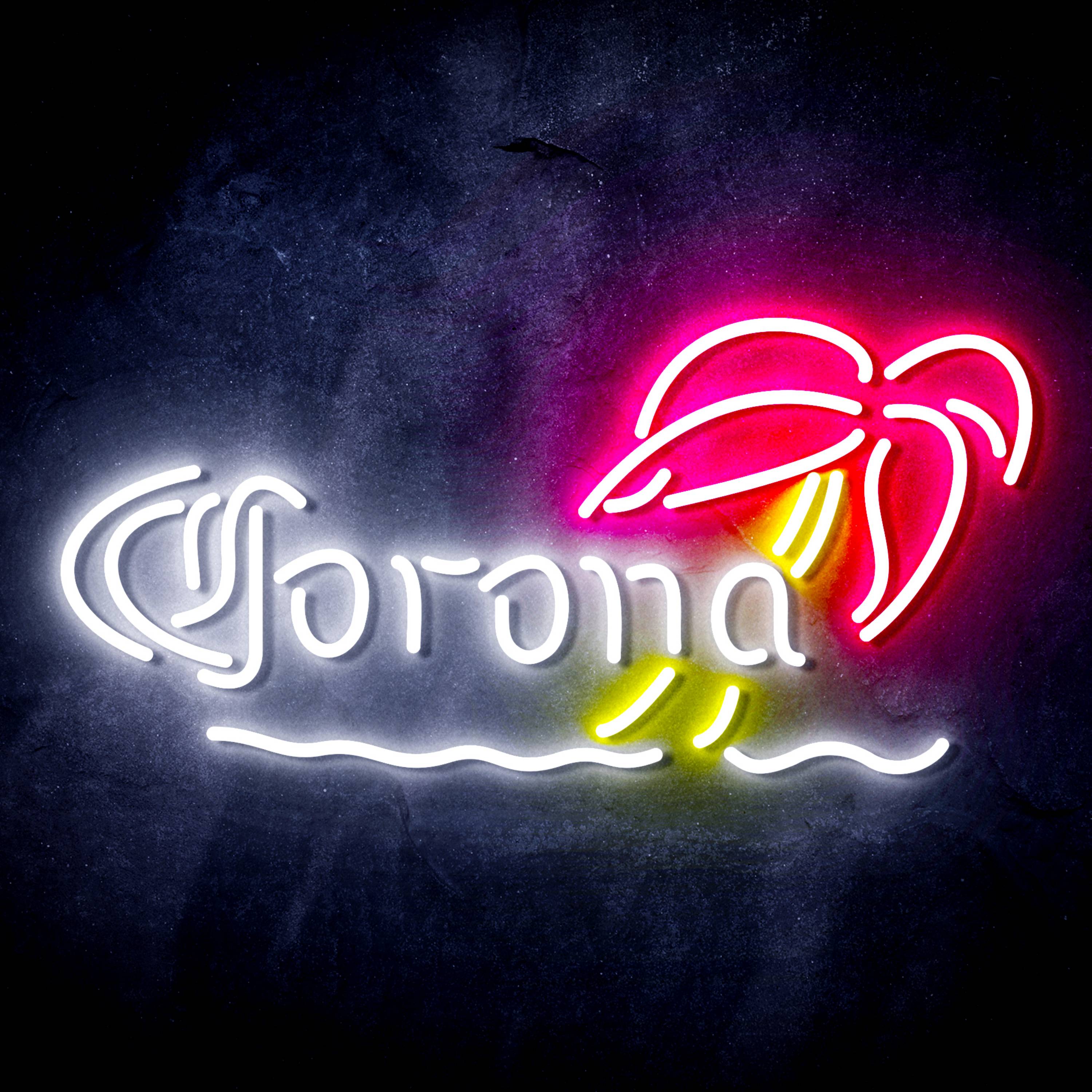 Corona with Palm Tree Flex Neon-like LED Sign