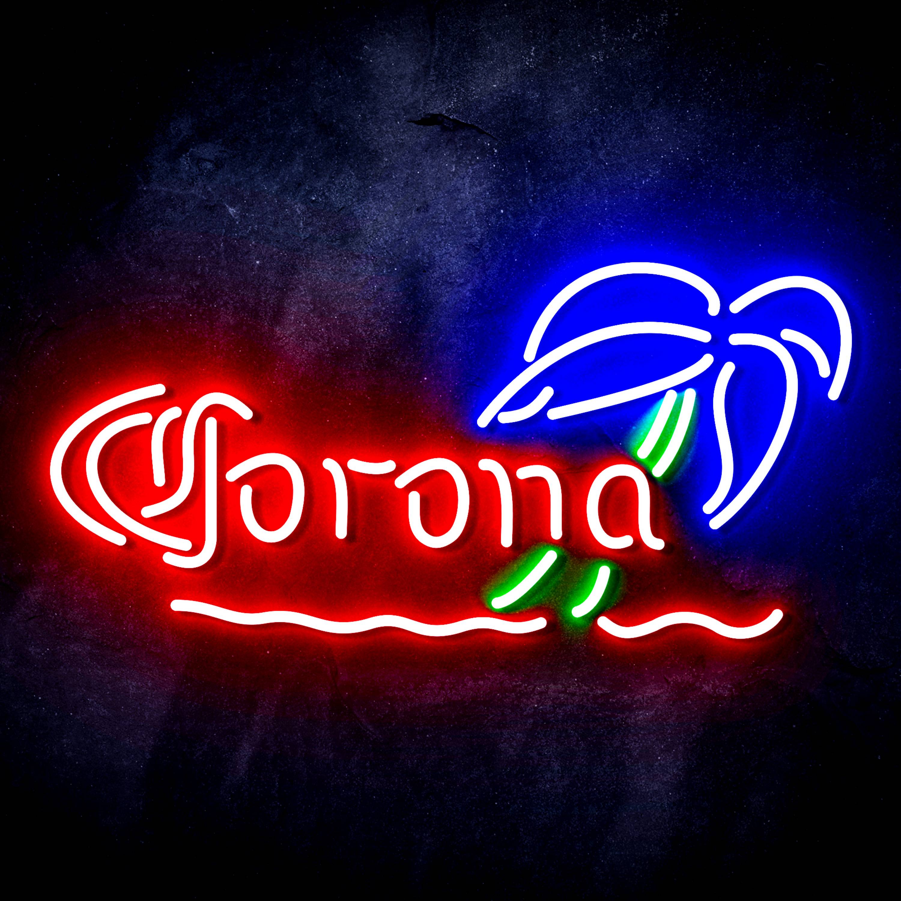 Corona with Palm Tree Flex Neon-like LED Sign