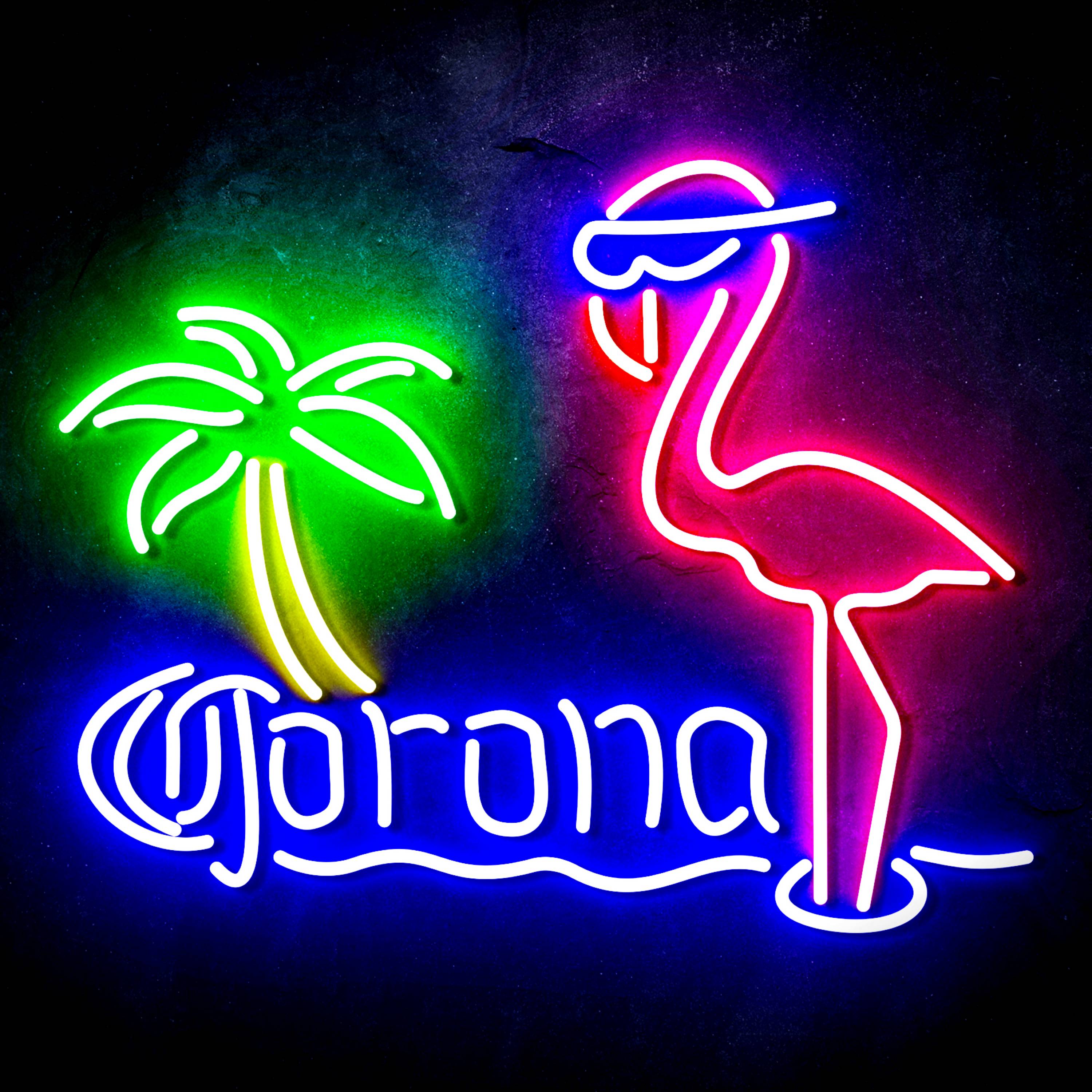 Corona with Flammingo Flex Neon-like LED Sign