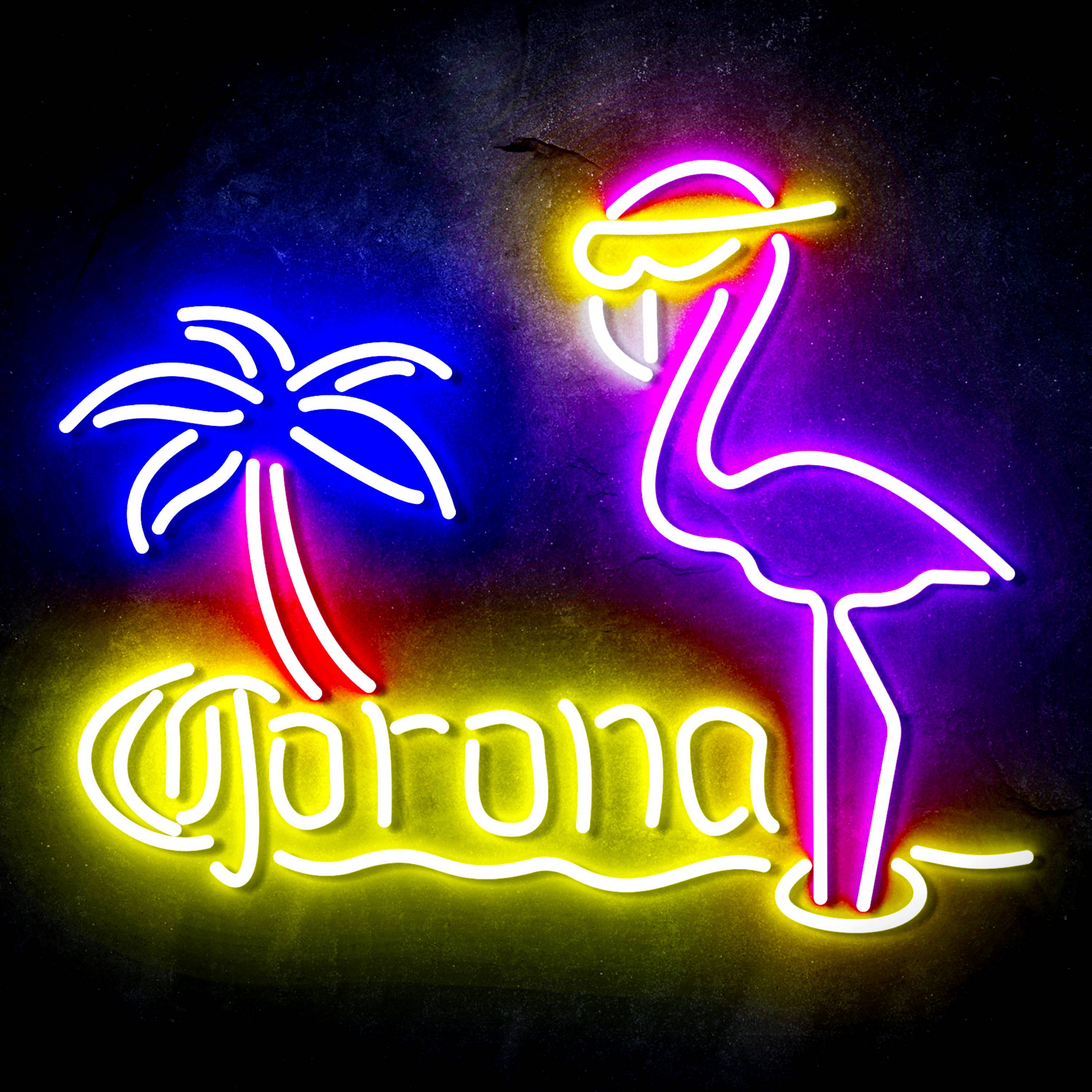 Corona with Flammingo Flex Neon-like LED Sign