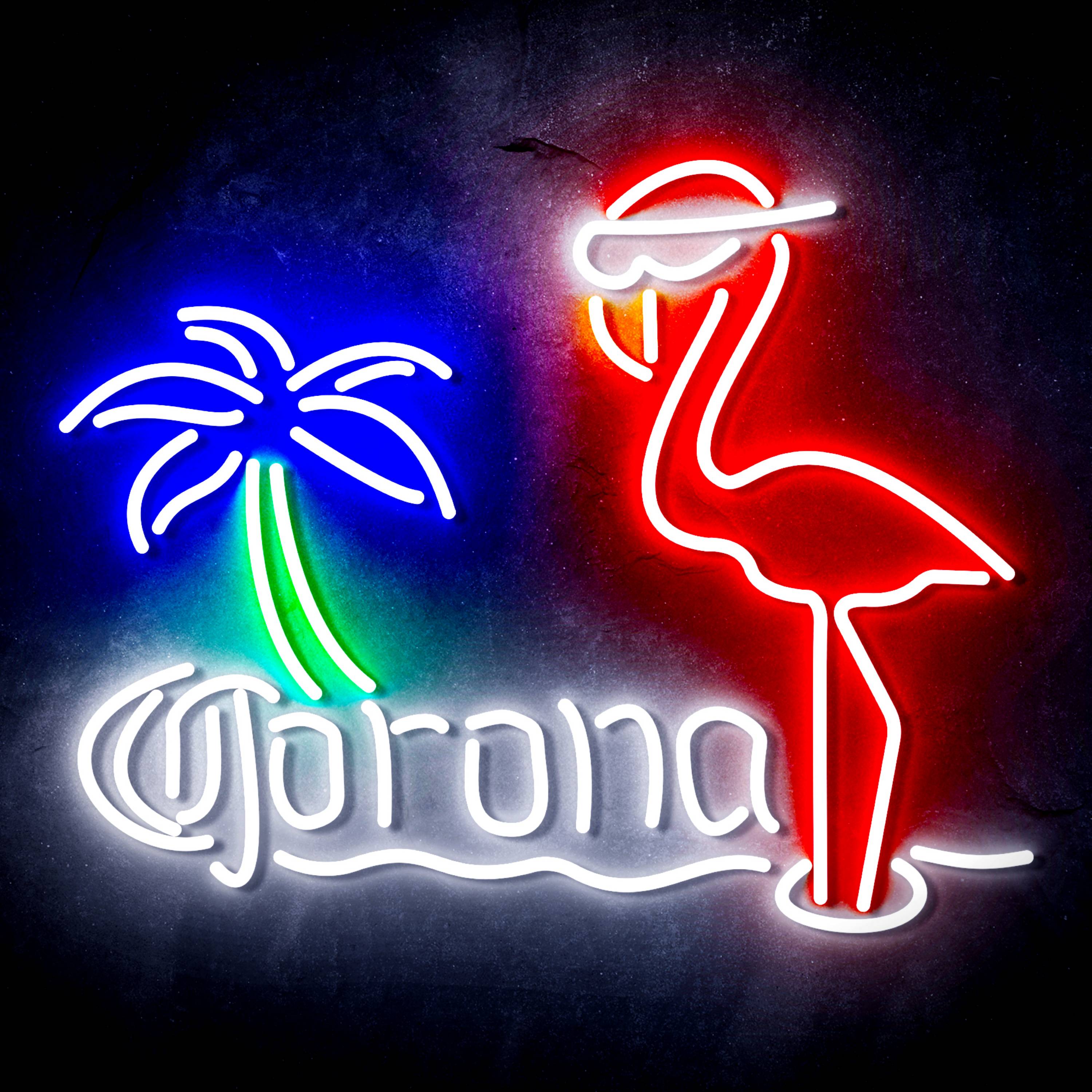 Corona with Flammingo Flex Neon-like LED Sign