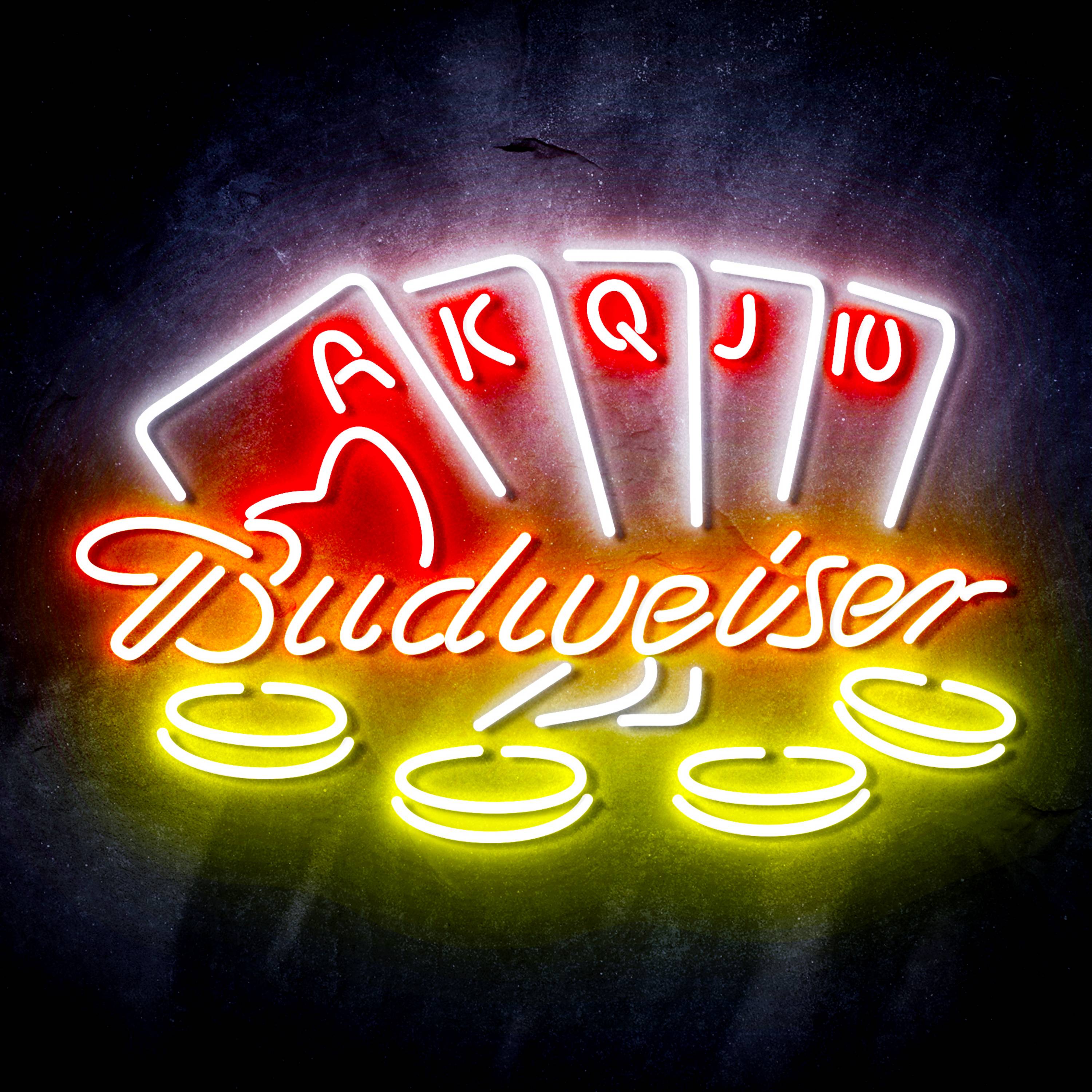 Budweiser Casino Cards Game Flex Neon-like LED Sign