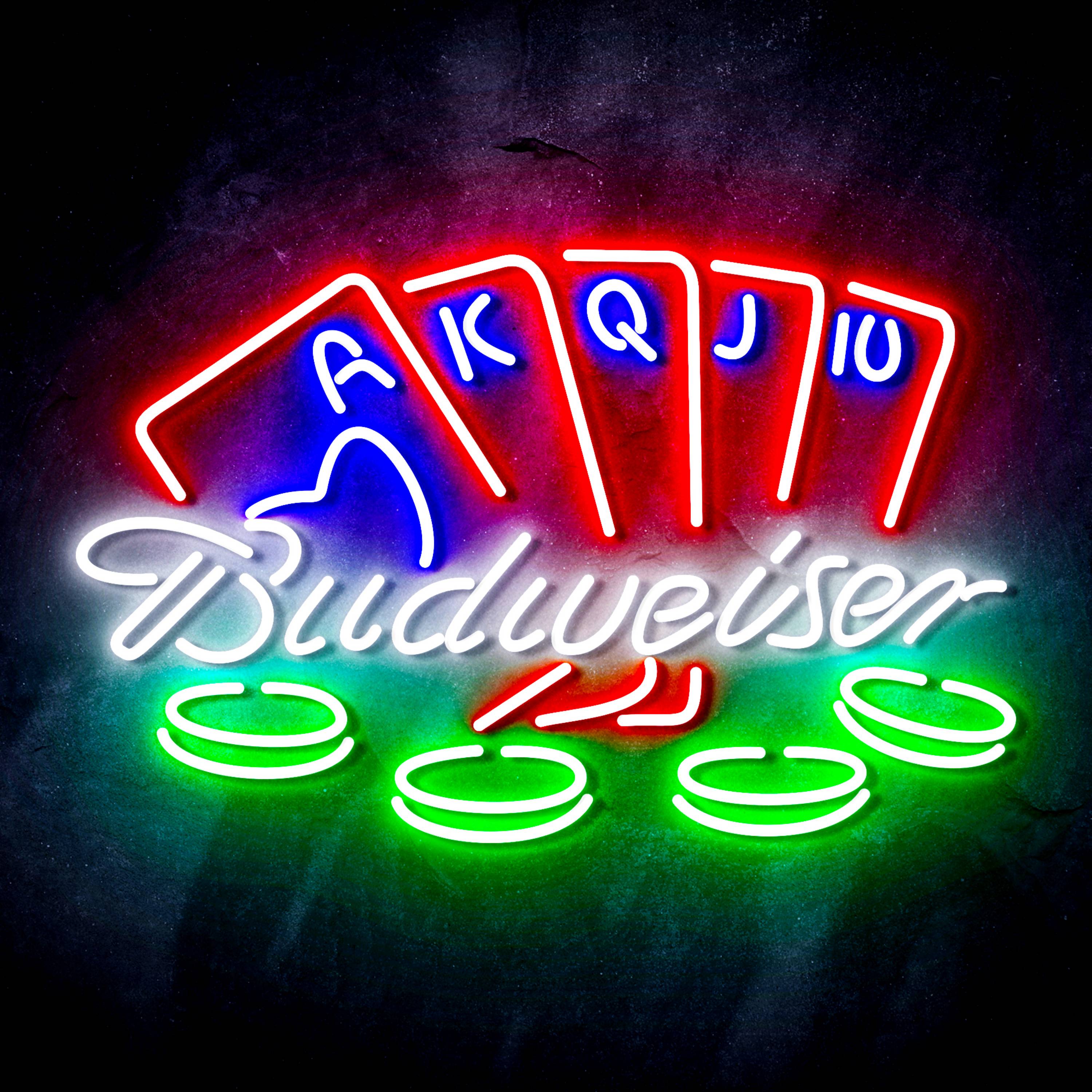 Budweiser Casino Cards Game Flex Neon-like LED Sign