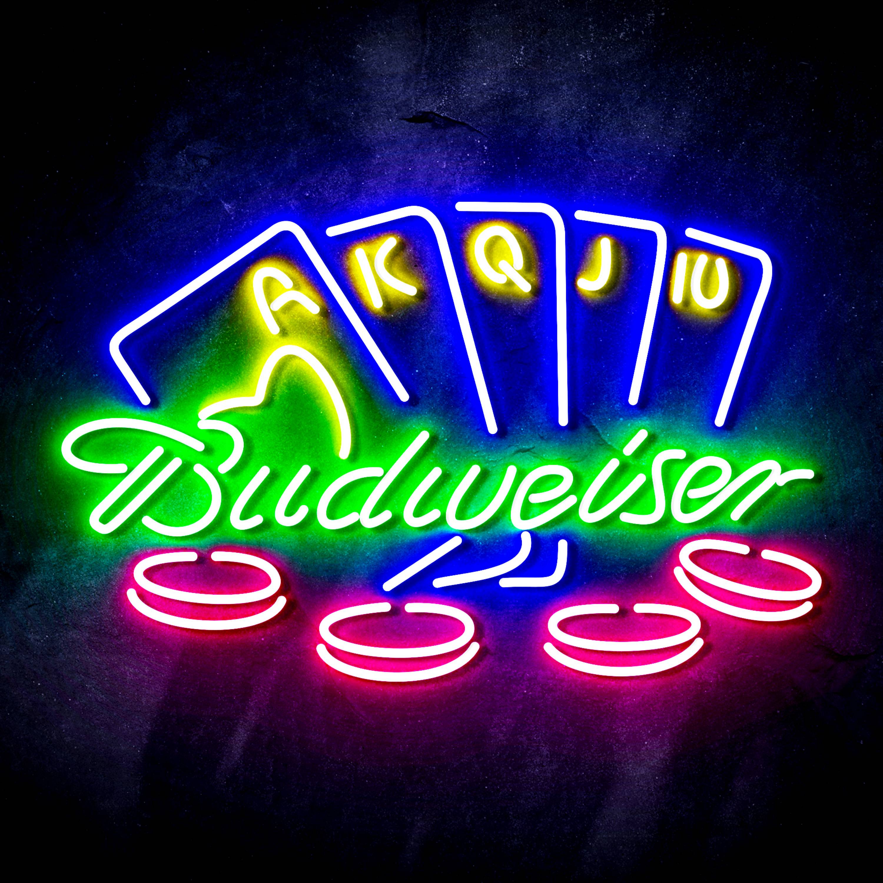 Budweiser Casino Cards Game Flex Neon-like LED Sign