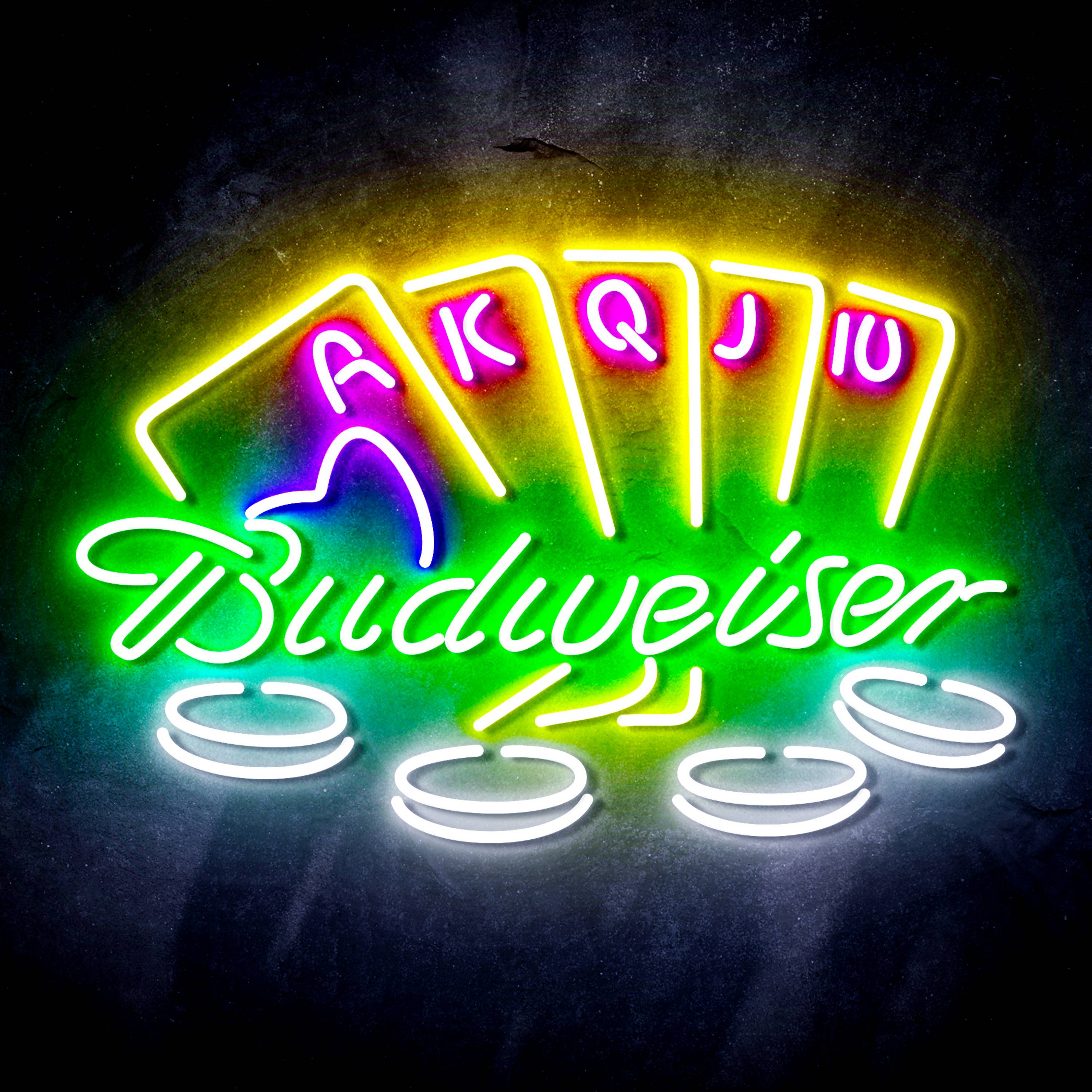 Budweiser Casino Cards Game Flex Neon-like LED Sign