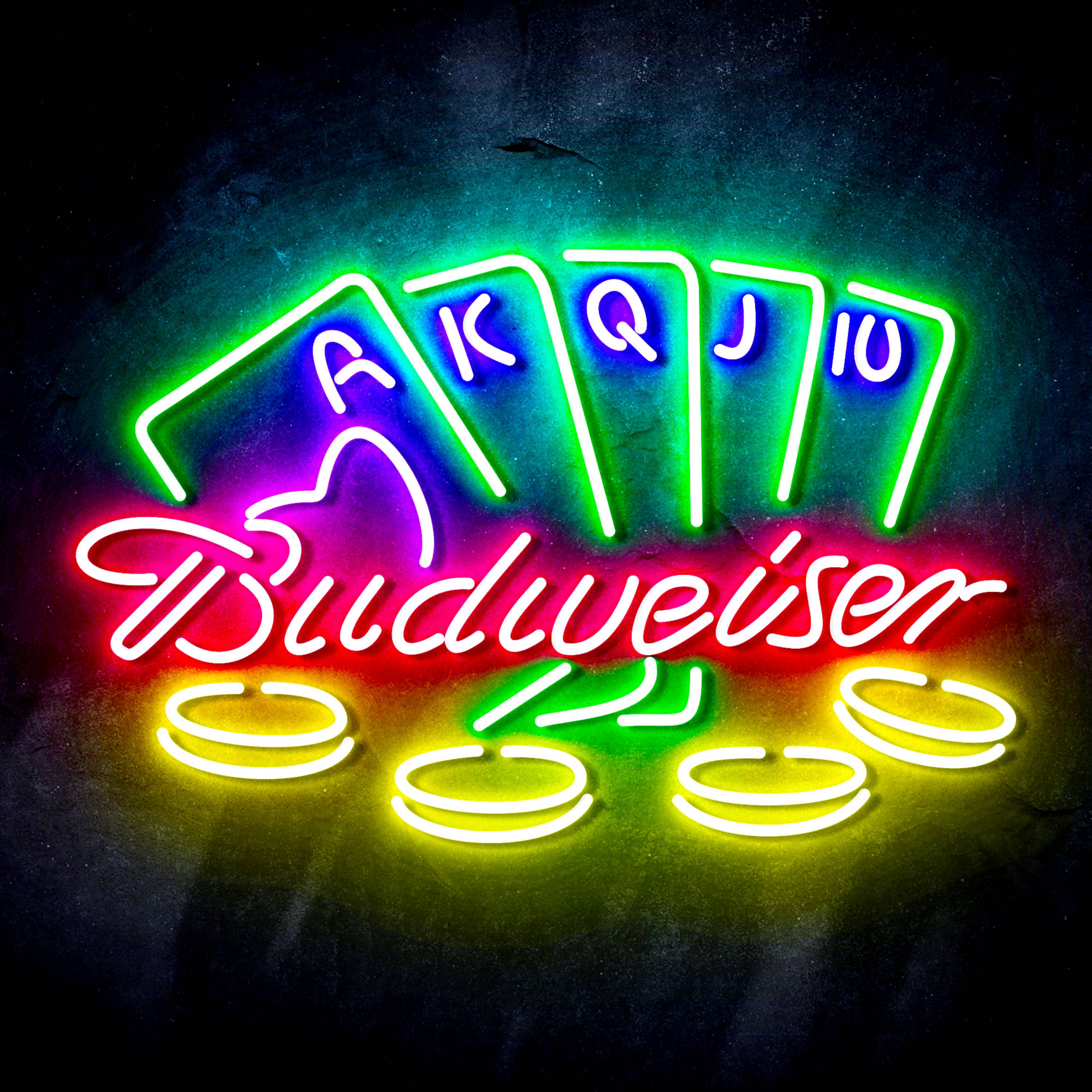 Budweiser Casino Cards Game Flex Neon-like LED Sign