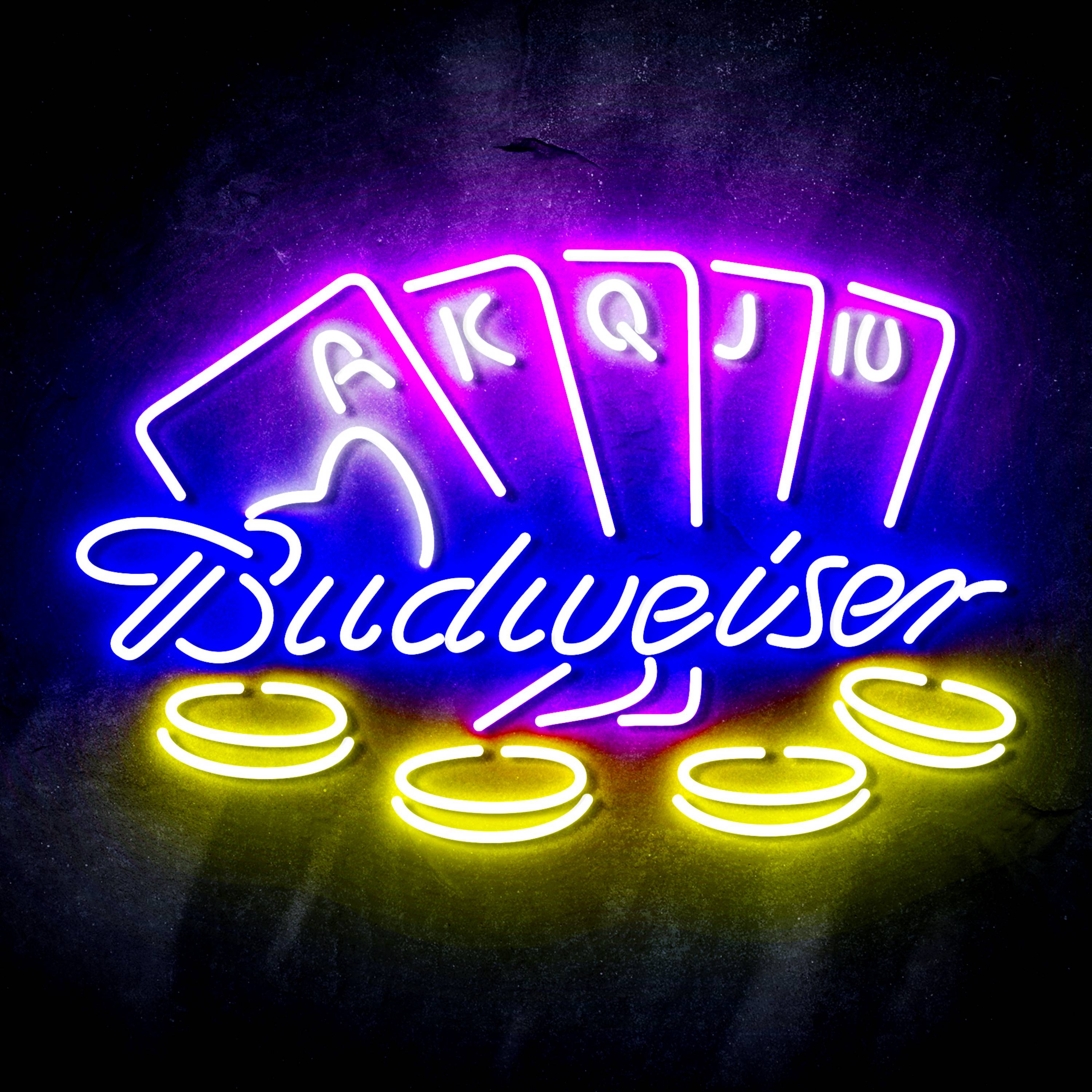 Budweiser Casino Cards Game Flex Neon-like LED Sign
