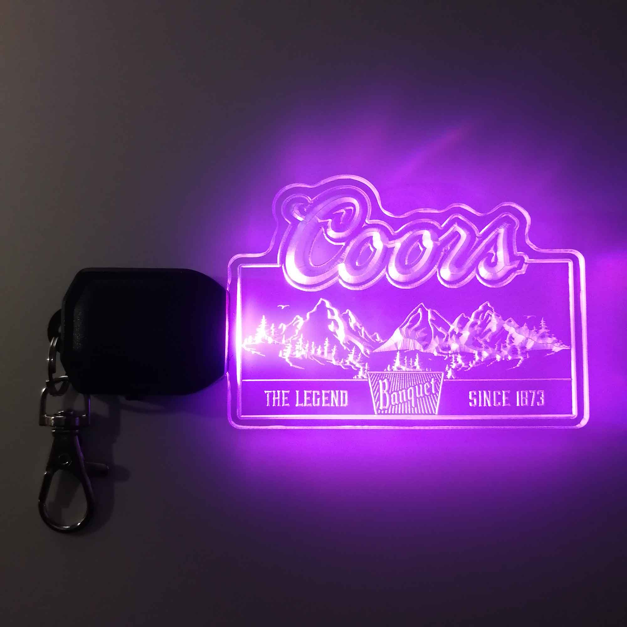 Coors Banquet Mountain LED Light Acrylic Keychain