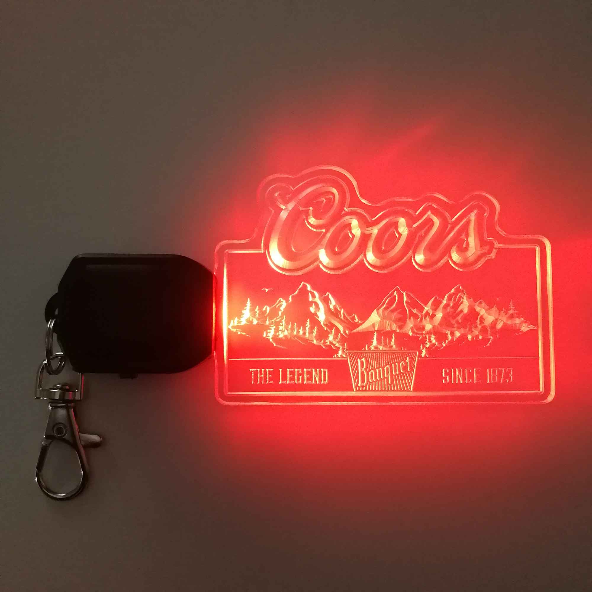 Coors Banquet Mountain LED Light Acrylic Keychain