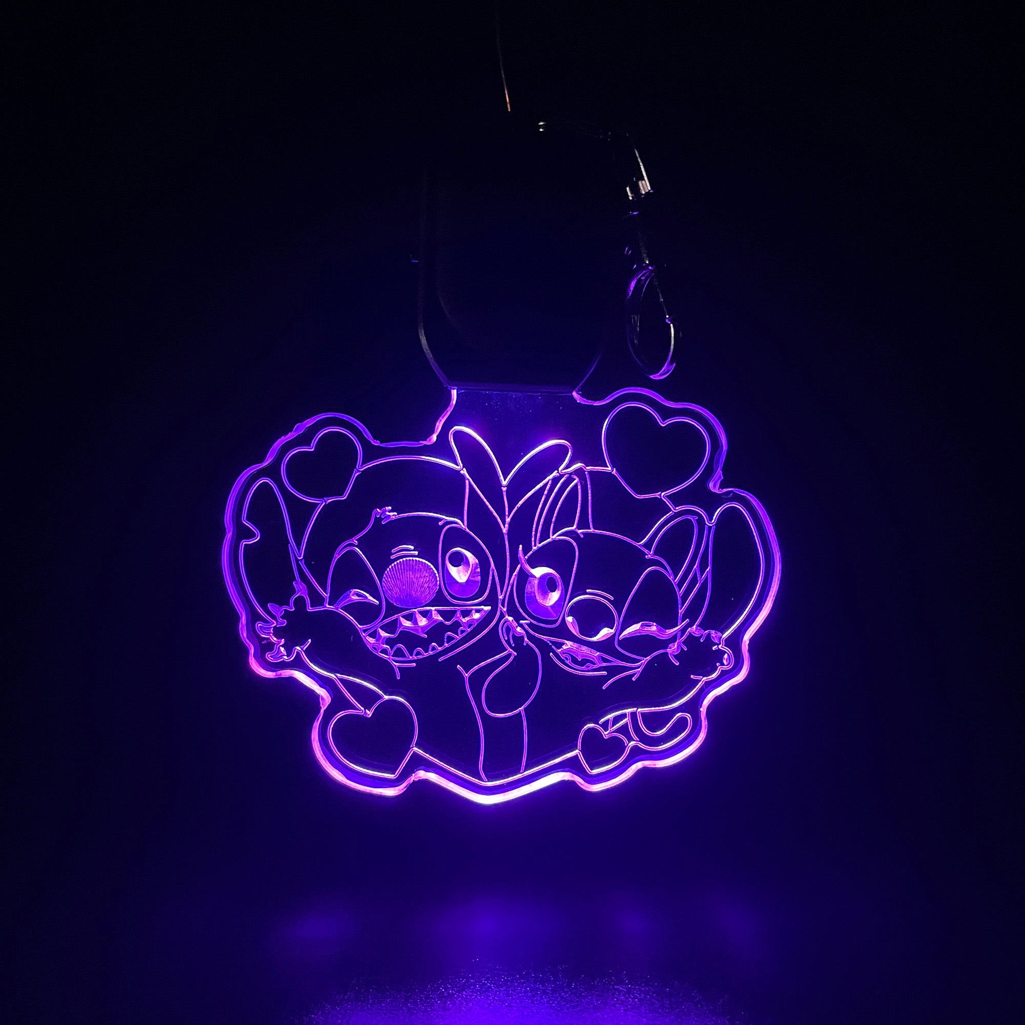 Stitch and Angel LED Light Acrylic Keychain