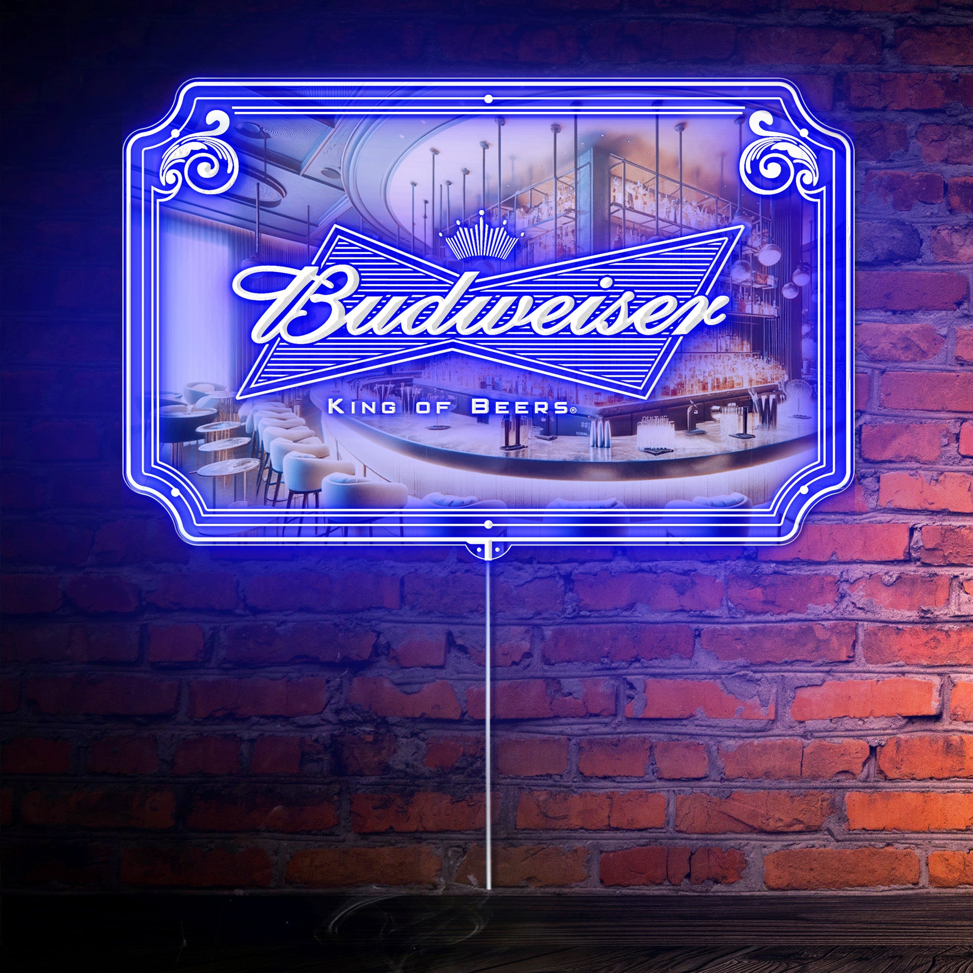 Budweiser RGB LED Neon Sign with Elegant Mirror Backing