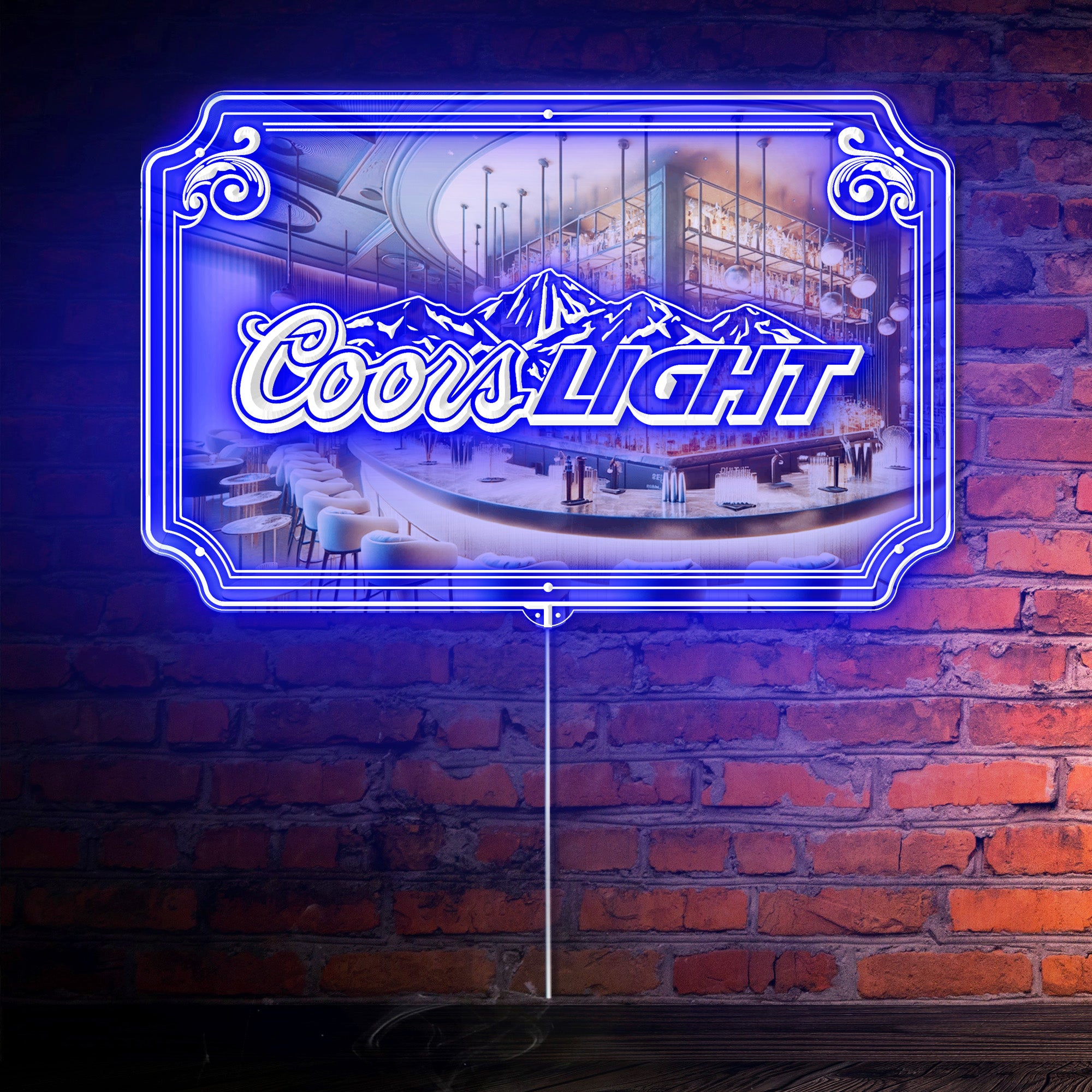 Coors Light RGB LED Neon Sign with Elegant Mirror Backing