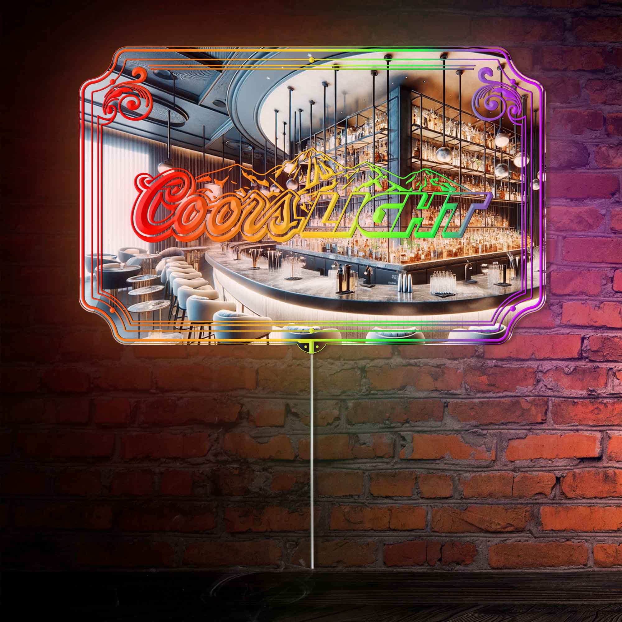 Coors Light RGB LED Neon Sign with Elegant Mirror Backing