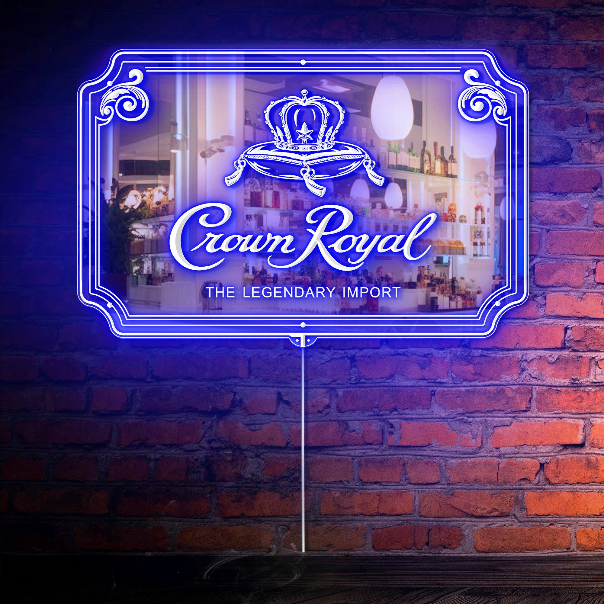 Crown Royal RGB LED Neon Sign with Elegant Mirror Backing