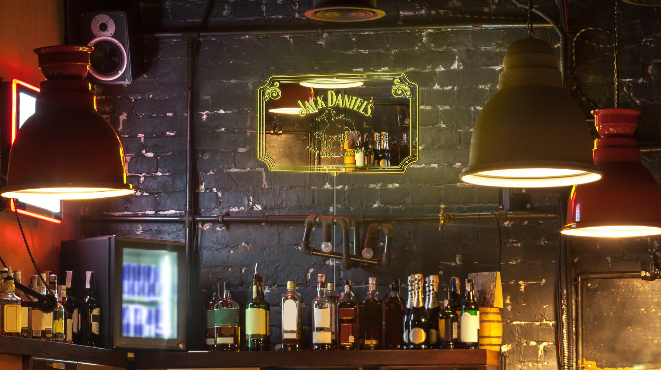 Jack Daniel's Old No 7 RGB LED Neon Sign with Elegant Mirror Backing