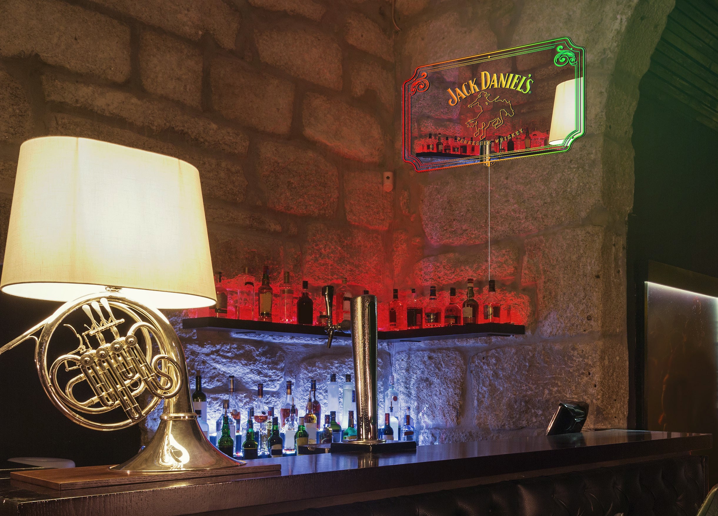 Jack Daniel's Old No 7 RGB LED Neon Sign with Elegant Mirror Backing