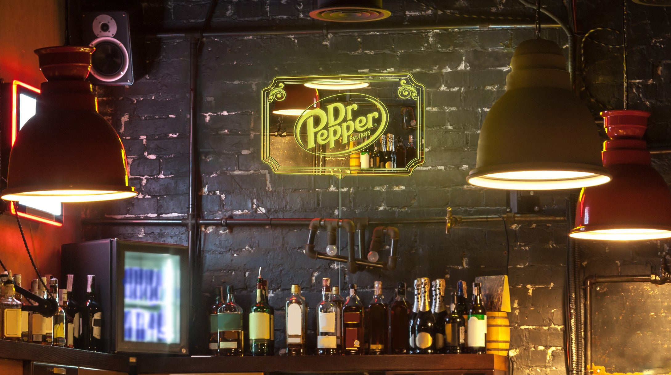 Dr Pepper RGB LED Neon Sign with Elegant Mirror Backing