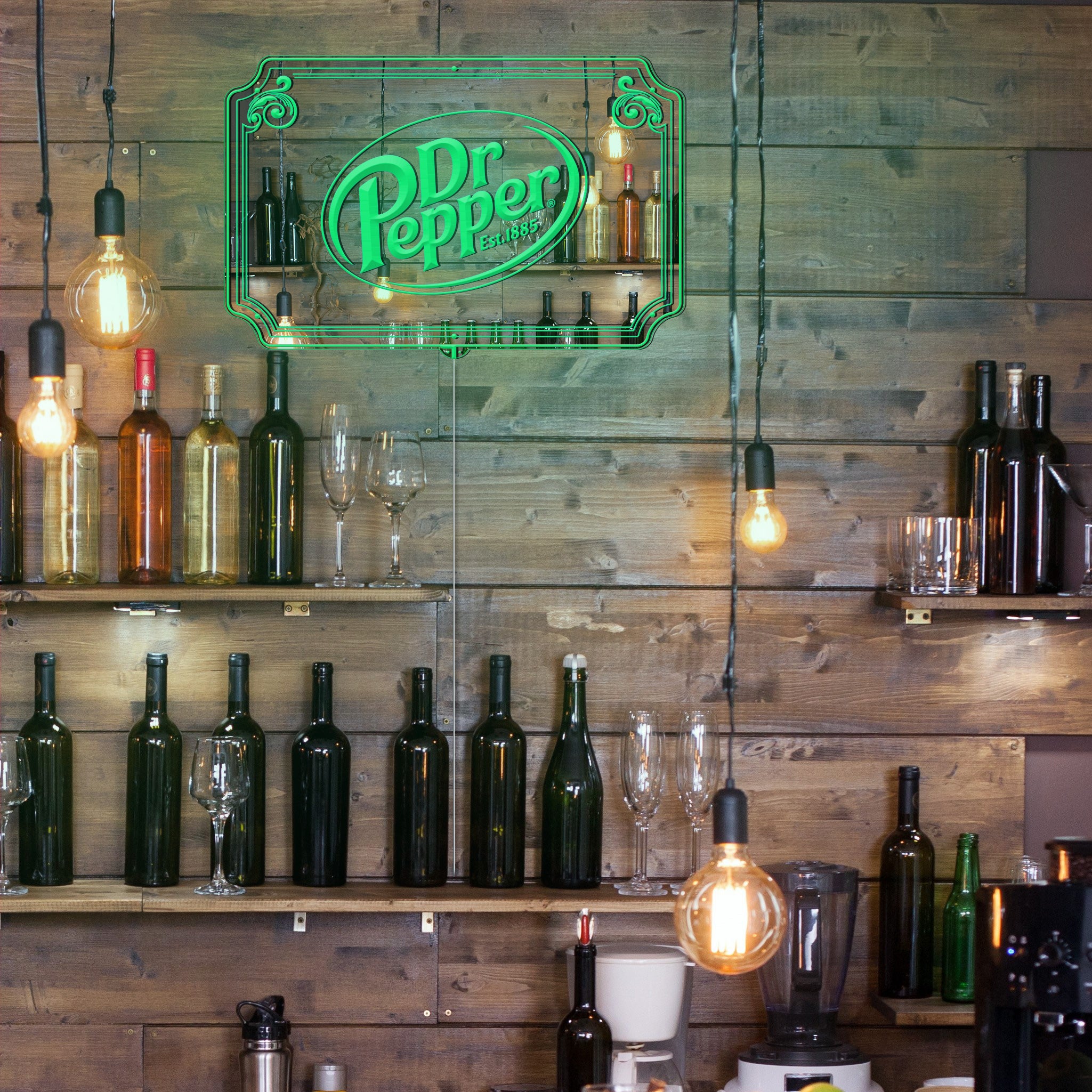 Dr Pepper RGB LED Neon Sign with Elegant Mirror Backing