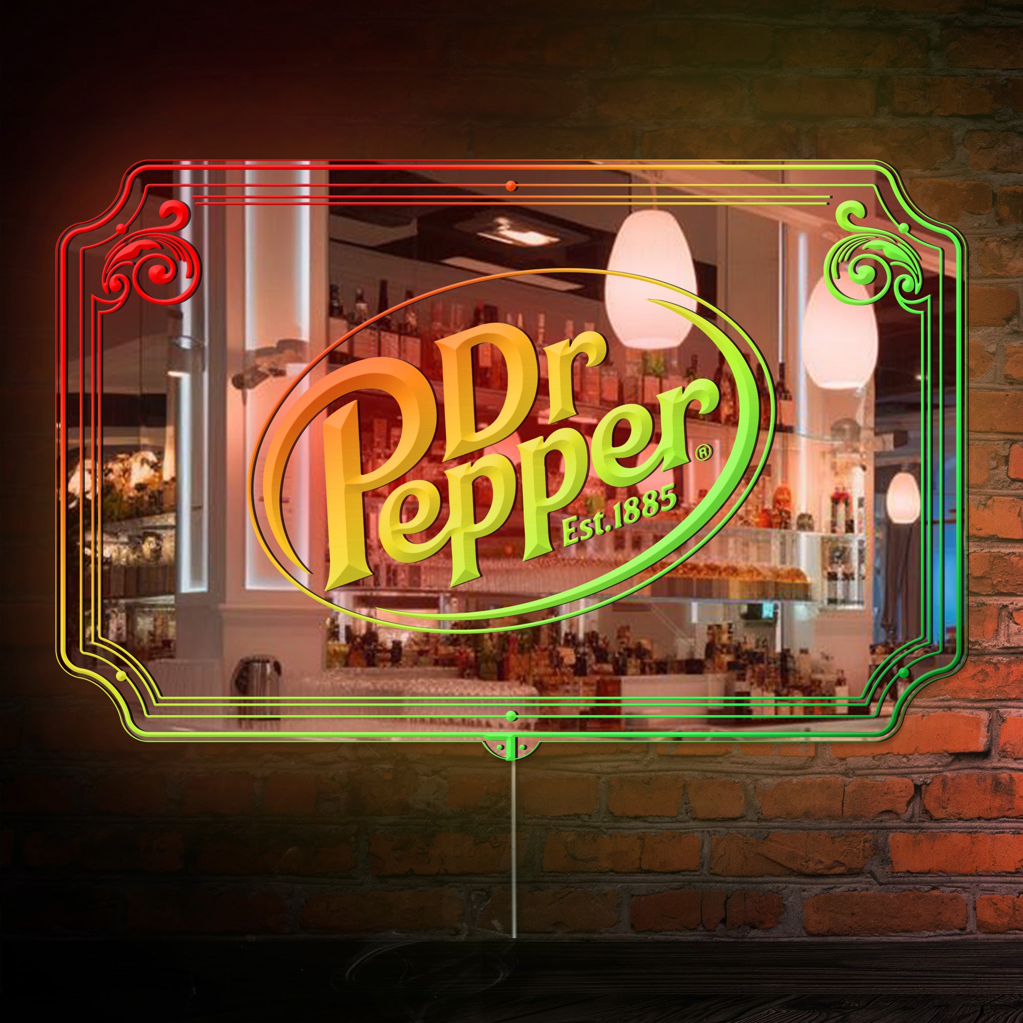 Dr Pepper RGB LED Neon Sign with Elegant Mirror Backing
