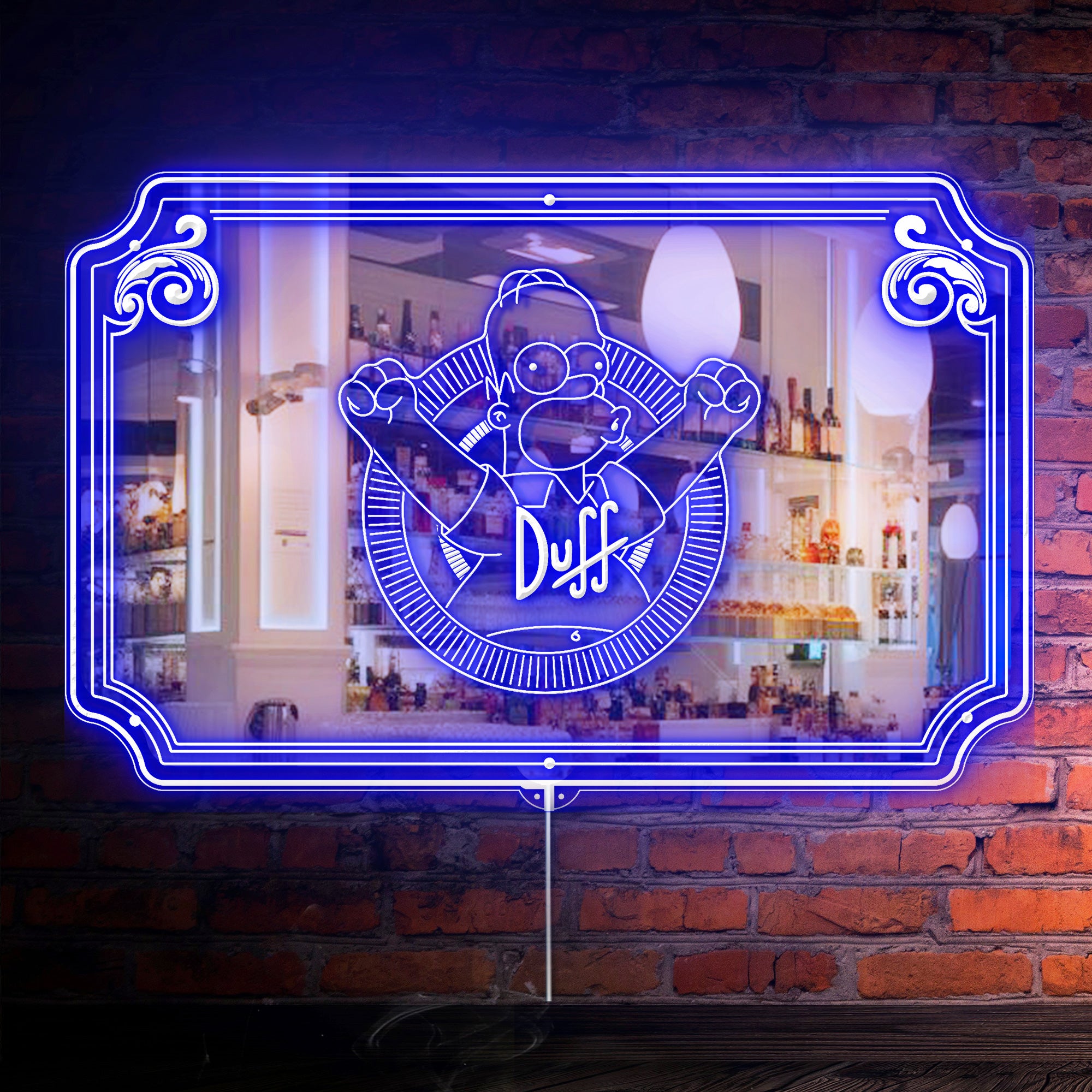 Duff Beer Simpson RGB LED Neon Sign with Elegant Mirror Backing