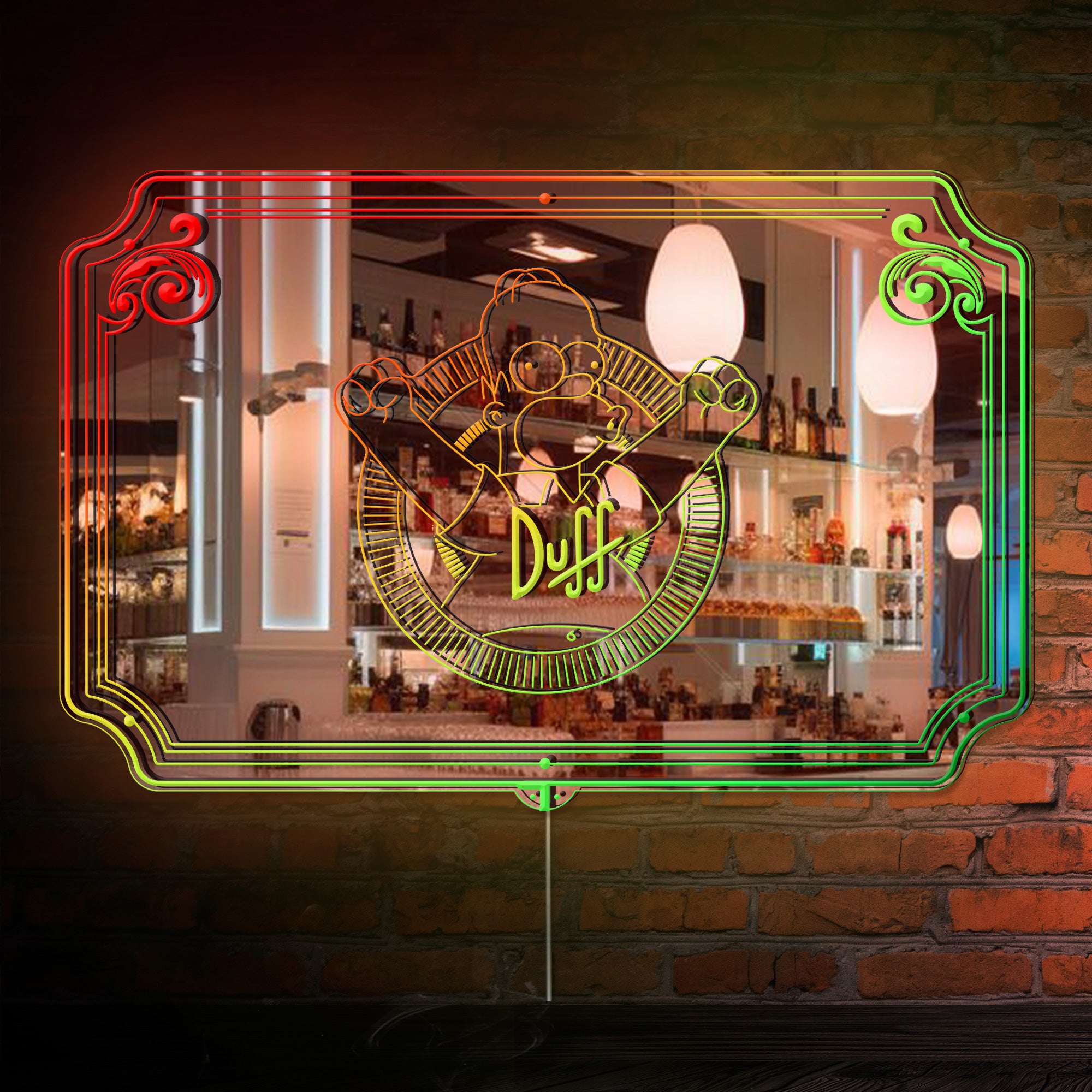 Duff Beer Simpson RGB LED Neon Sign with Elegant Mirror Backing