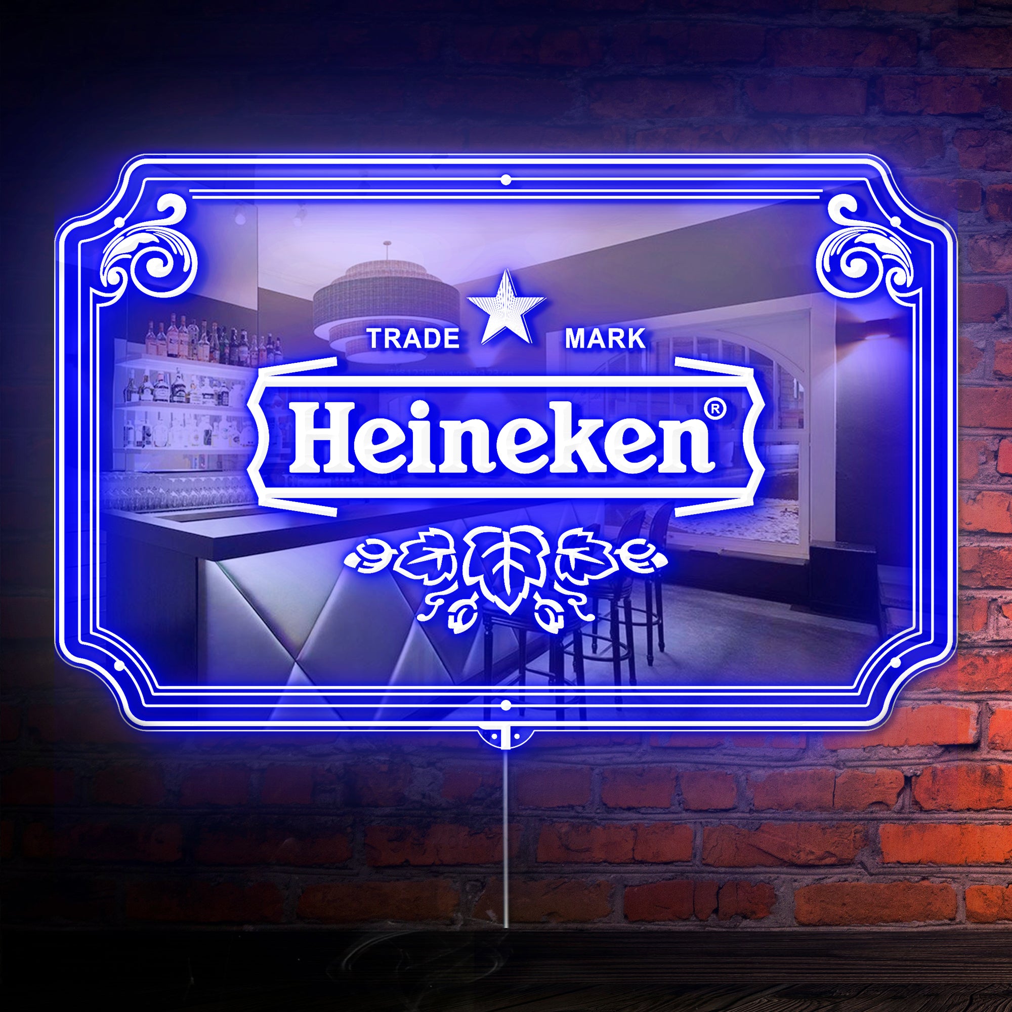 Heineken RGB LED Neon Sign with Elegant Mirror Backing