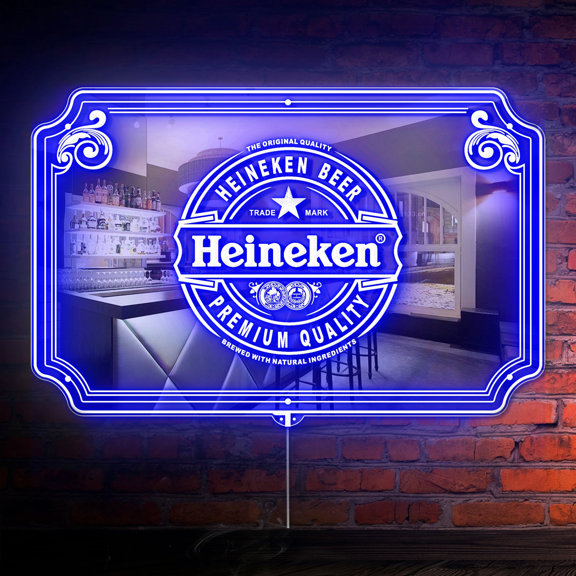 Heineken RGB LED Neon Sign with Elegant Mirror Backing