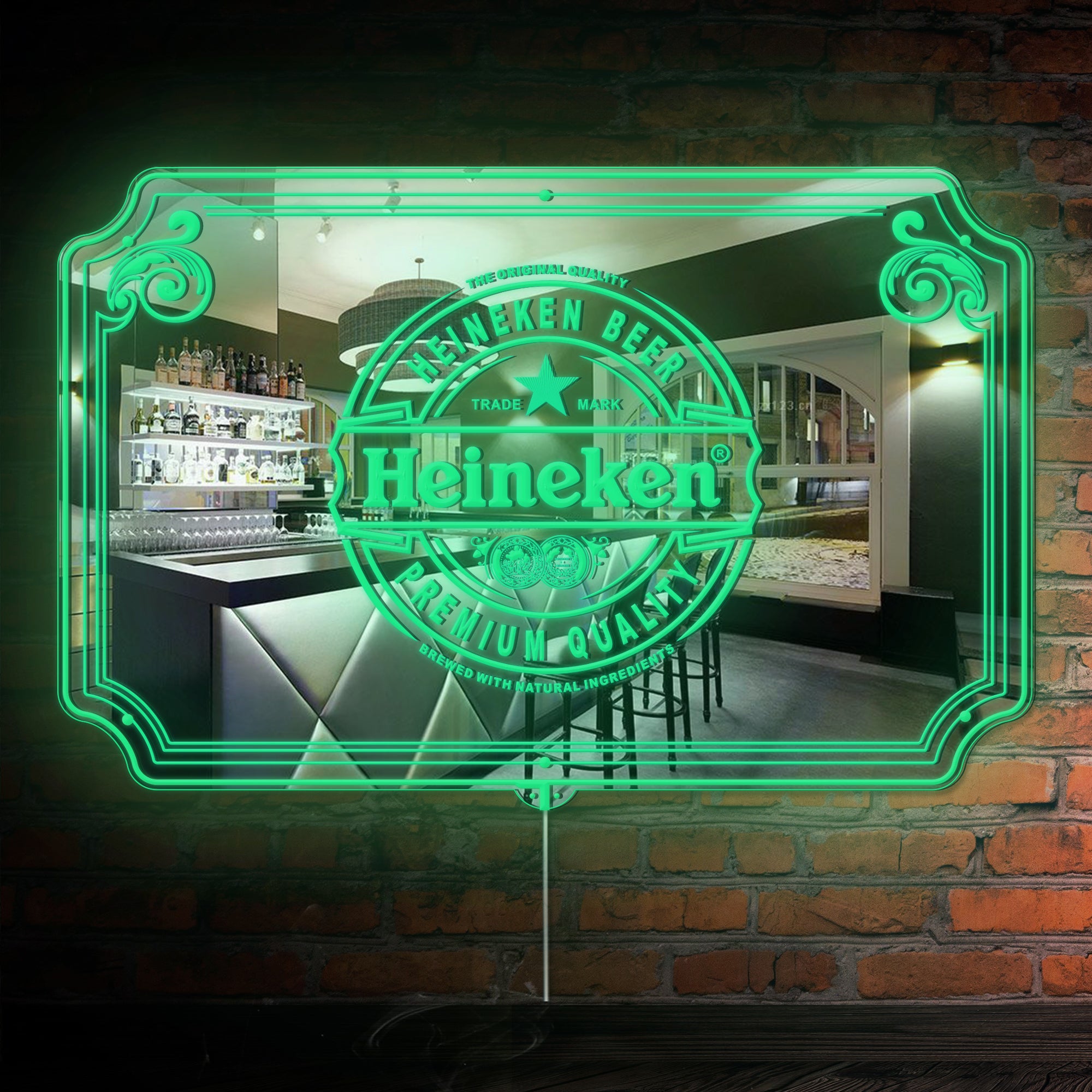 Heineken RGB LED Neon Sign with Elegant Mirror Backing