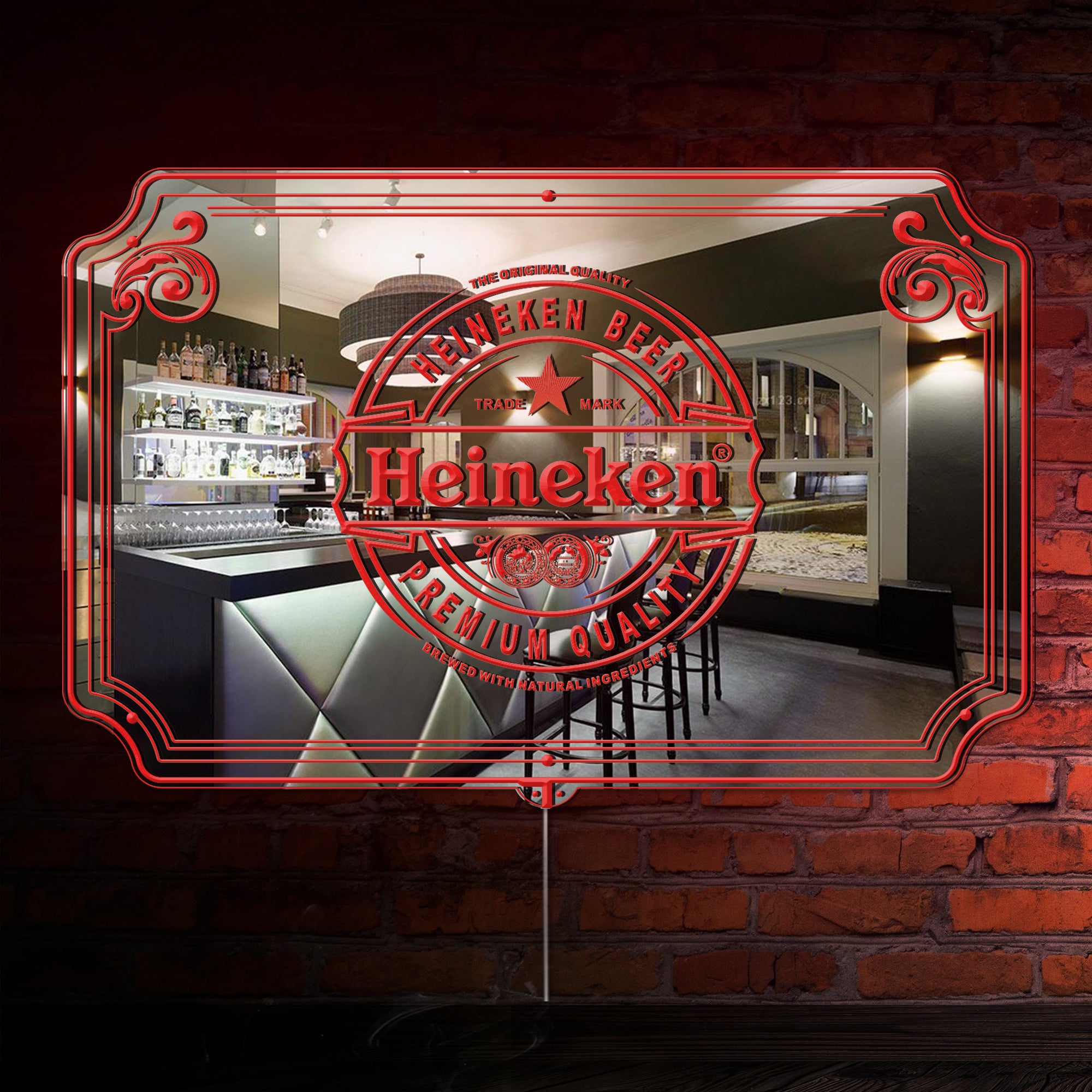 Heineken RGB LED Neon Sign with Elegant Mirror Backing