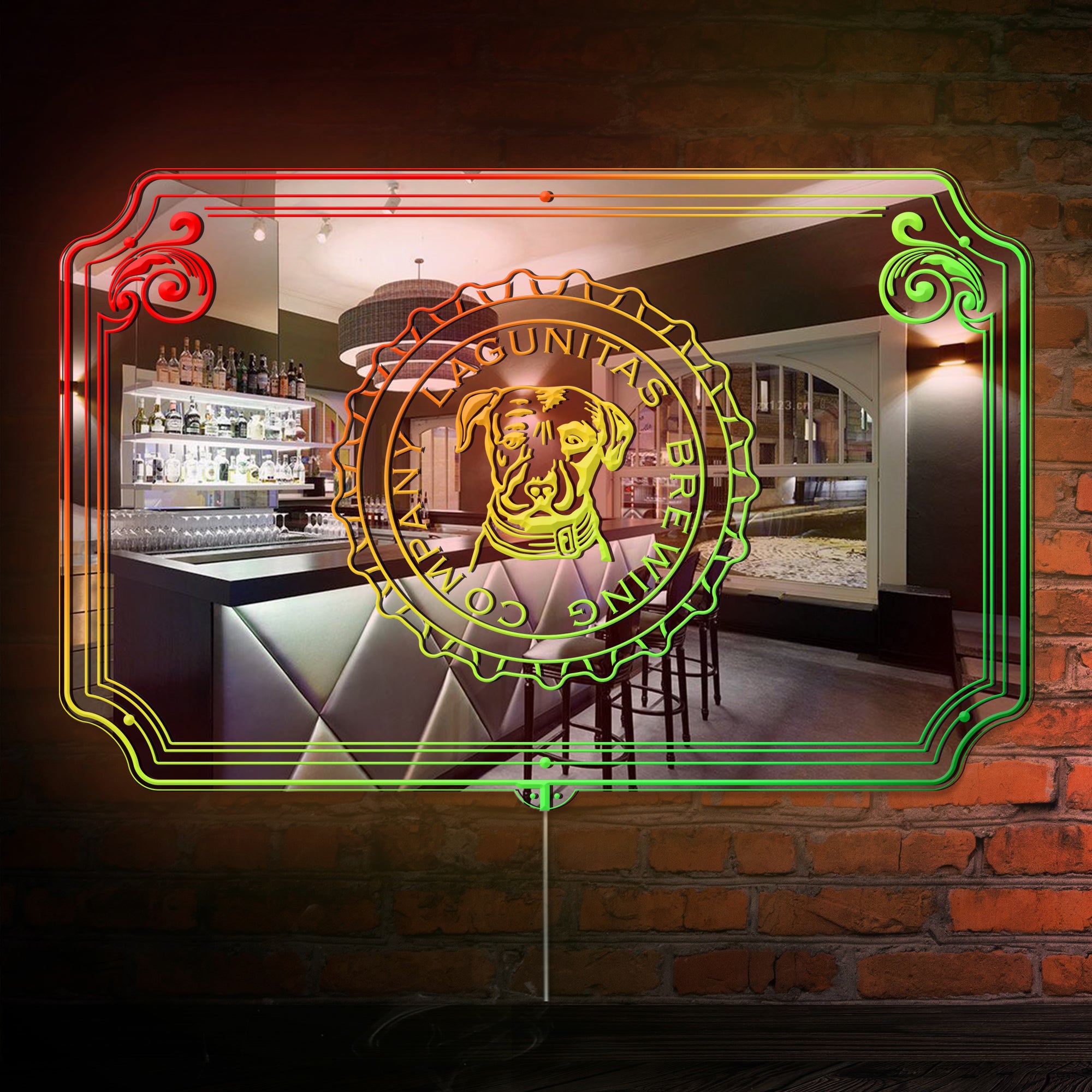 Lagunitas Brewing RGB LED Neon Sign with Elegant Mirror Backing