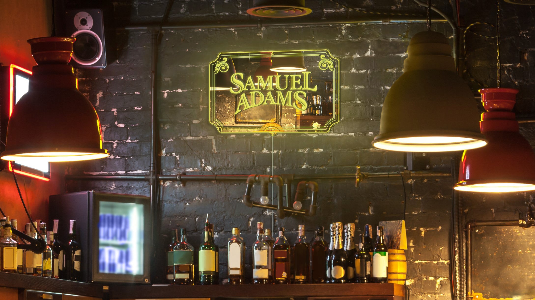 Samuel Adams RGB LED Neon Sign with Elegant Mirror Backing