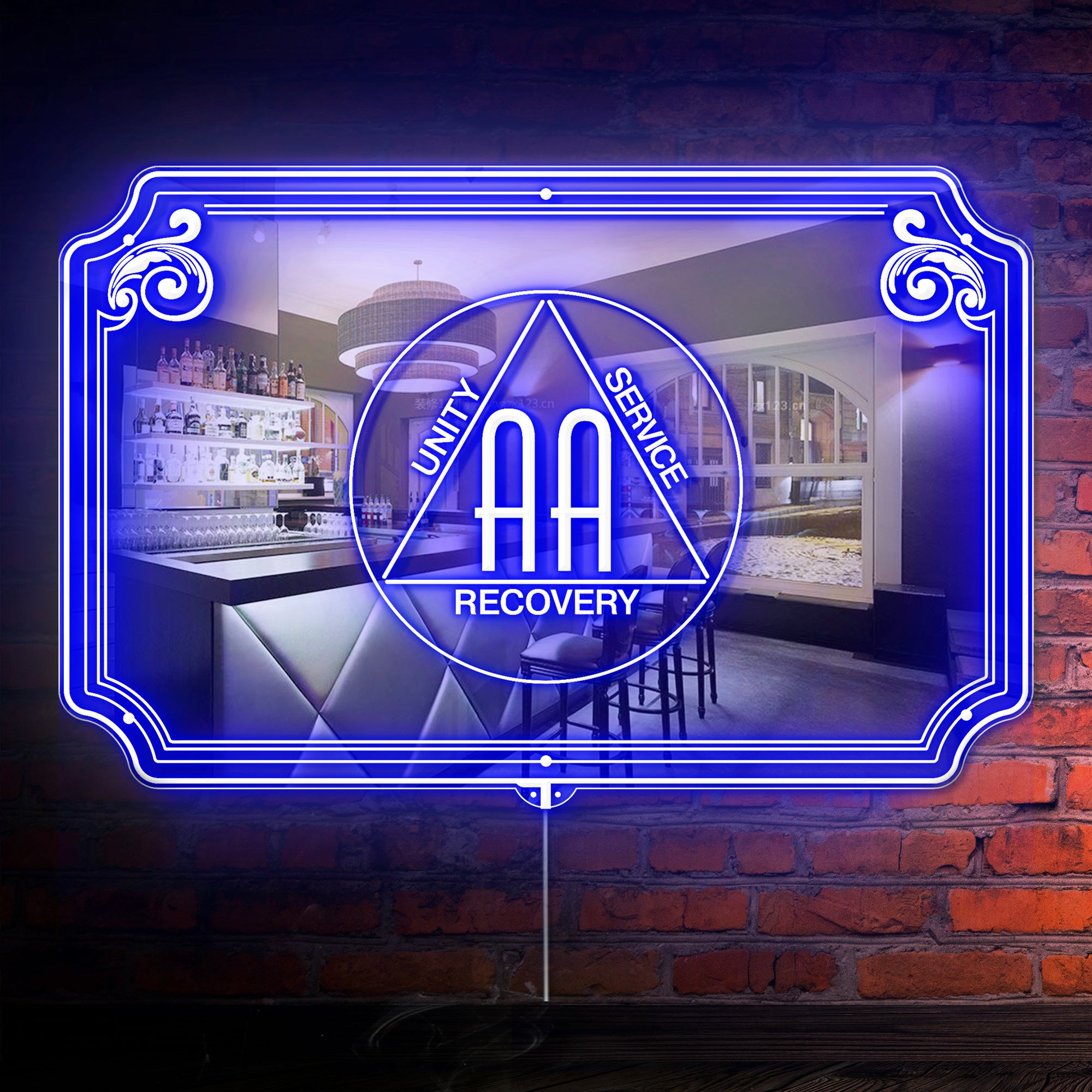 Unity Service Recovery RGB LED Neon Sign with Elegant Mirror Backing