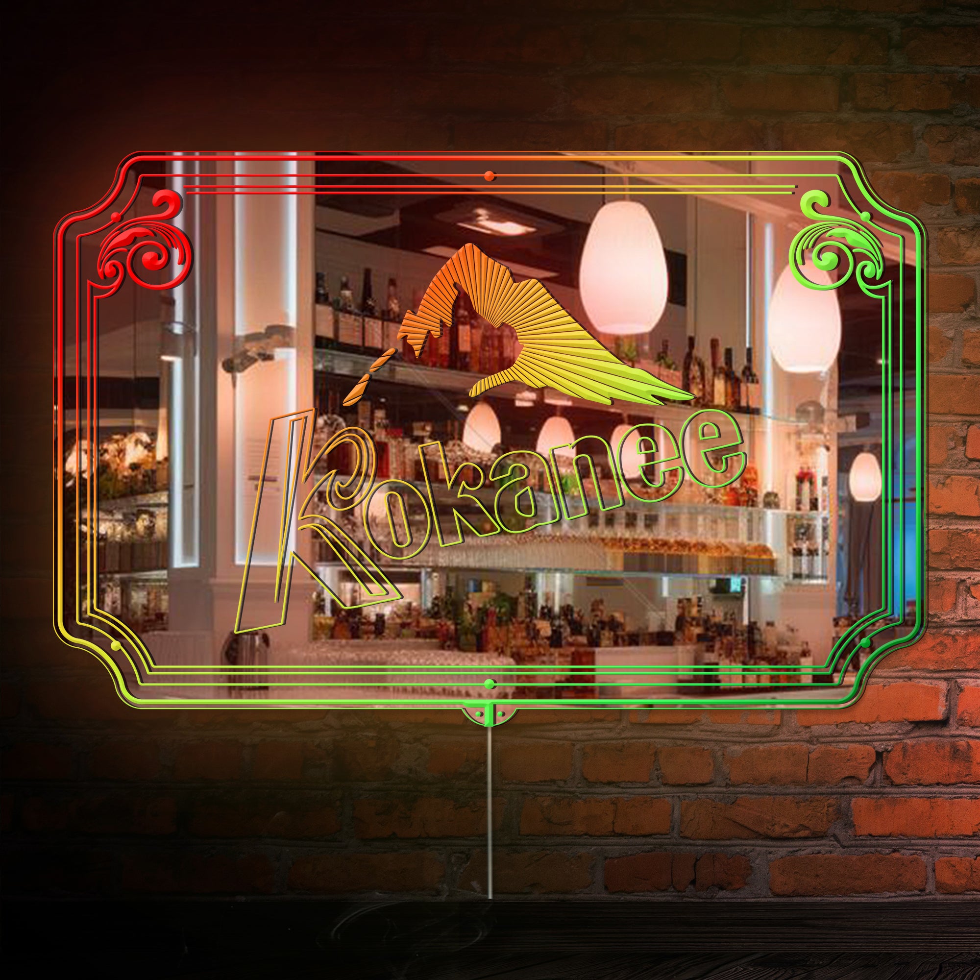 Kokanee RGB LED Neon Sign with Elegant Mirror Backing