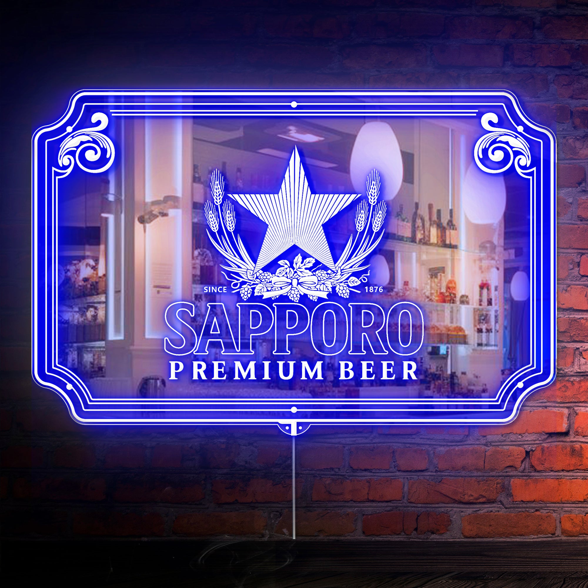 Sapporo Permium Beer RGB LED Neon Sign with Elegant Mirror Backing