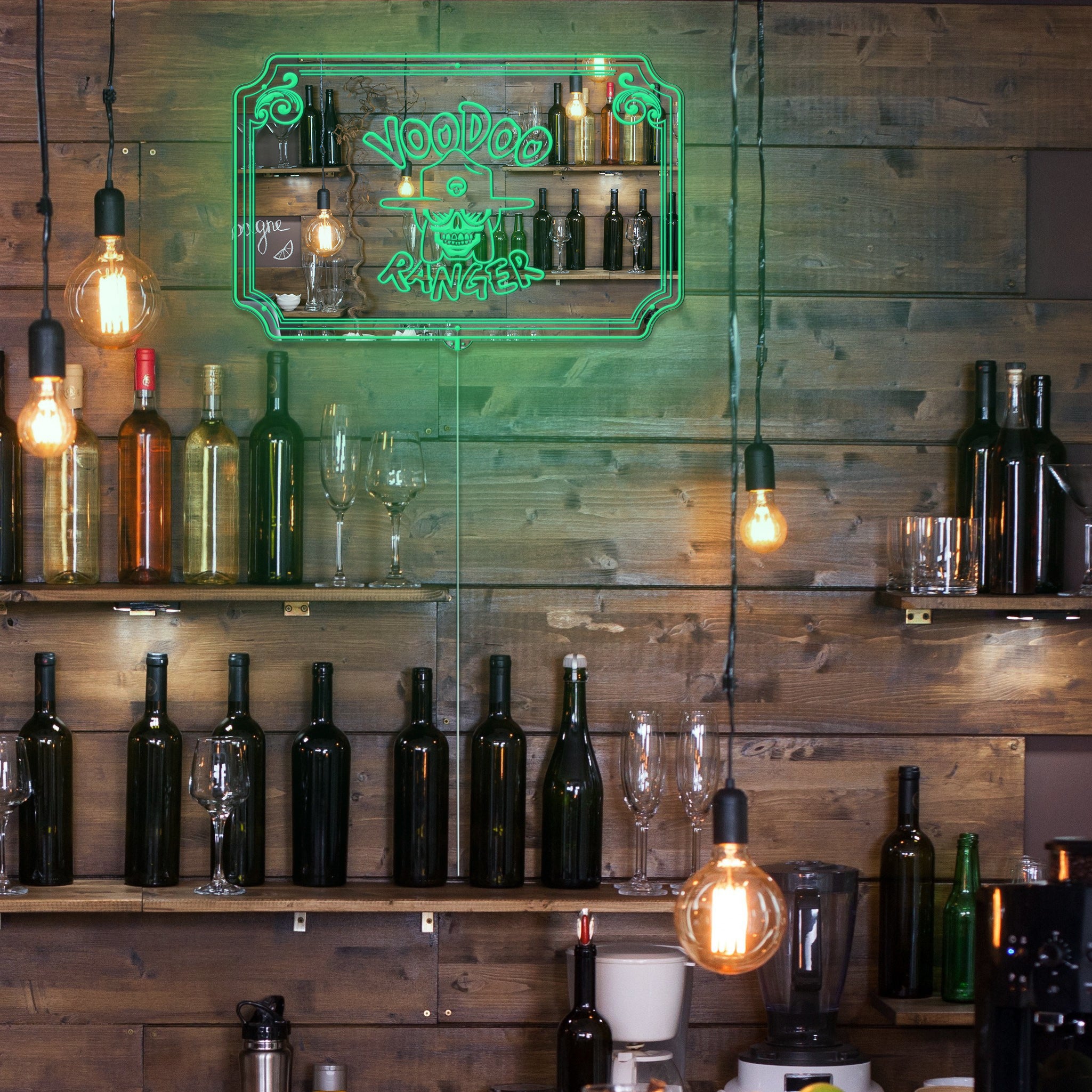 Voodoo Ranger RGB LED Neon Sign with Elegant Mirror Backing