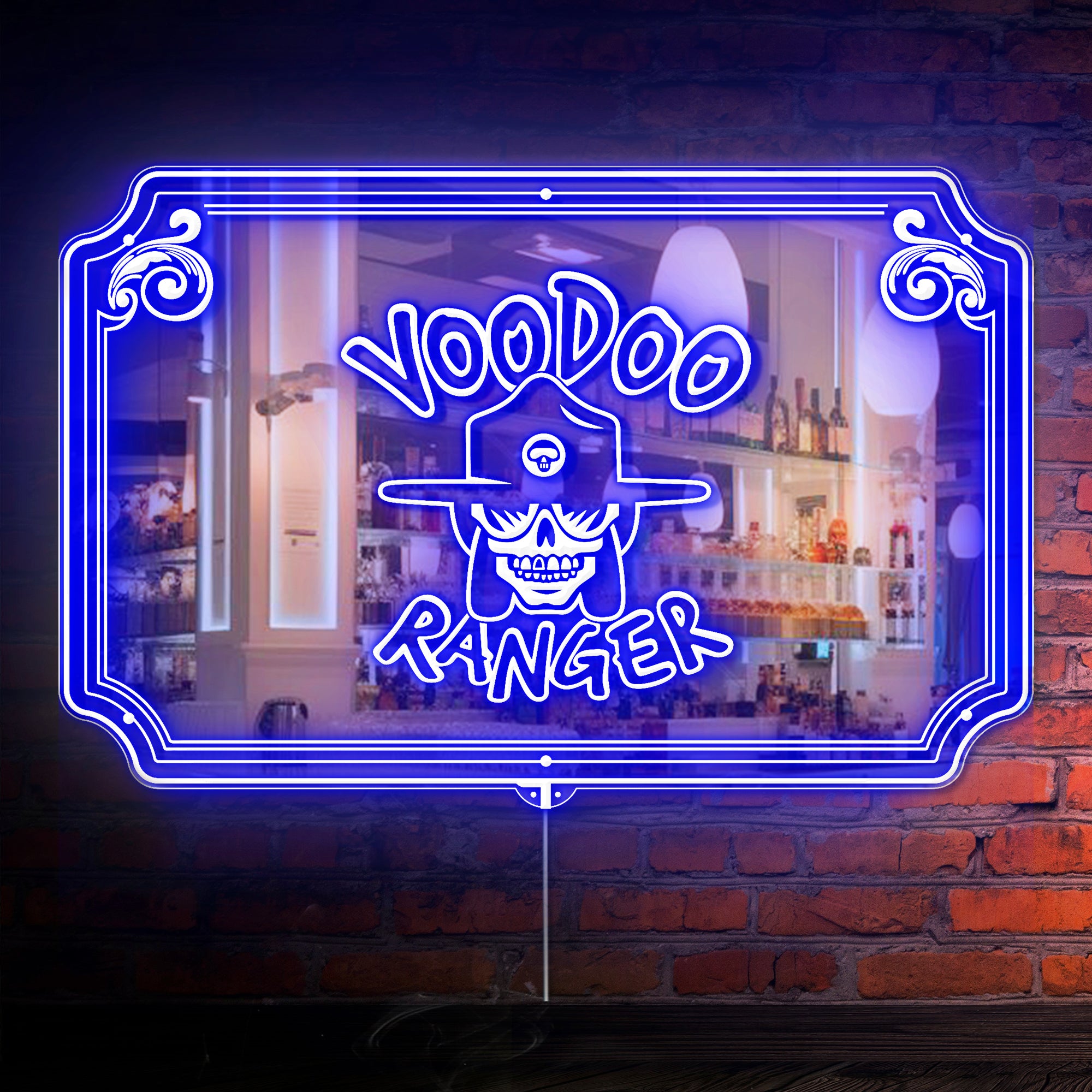 Voodoo Ranger RGB LED Neon Sign with Elegant Mirror Backing
