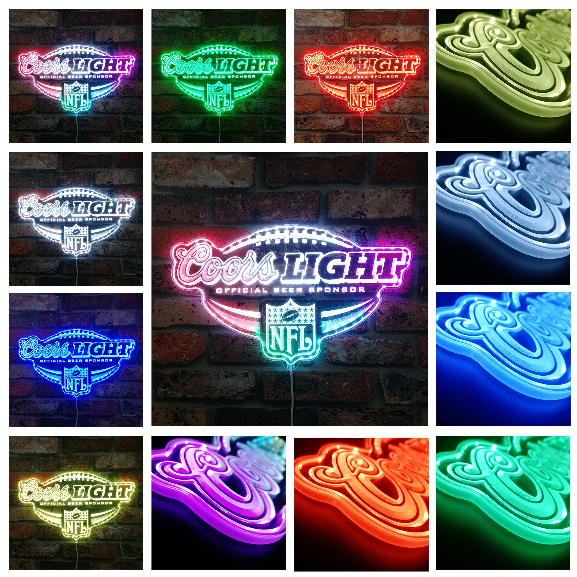 coors light nfl Dynamic RGB Edge Lit LED Sign